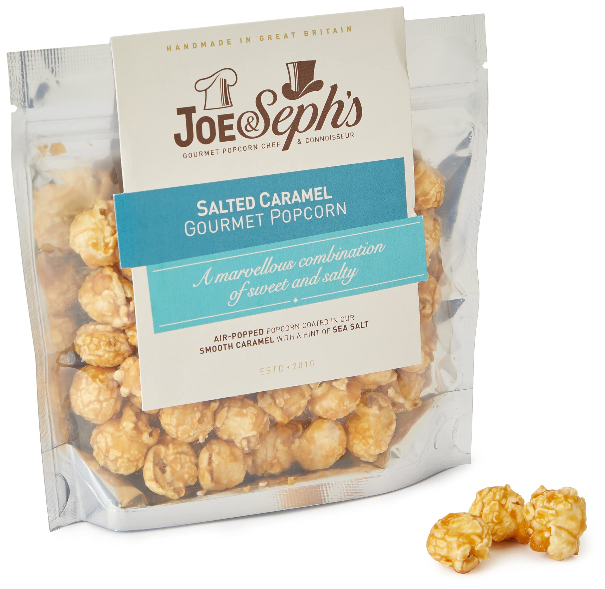 Joe & Seph's Snackpackung mit gesalzenem Karamell-Popcorn | Handgefertigt in Großbritannien | 32 g
