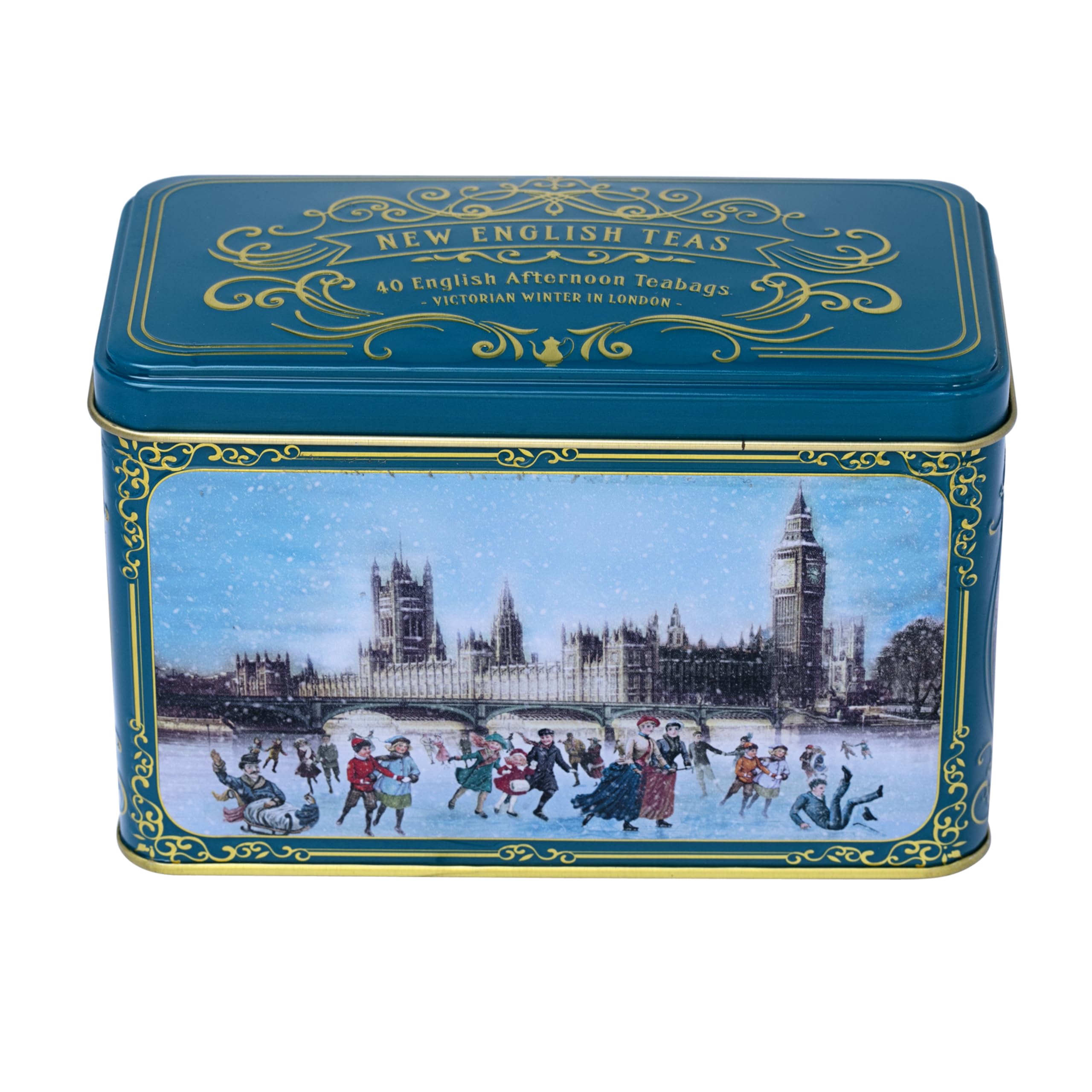 New English Teas Victorian Skaters Weihnachtsteedose – Nachmittagsteemischung, 80 g (40 Teebeutel)