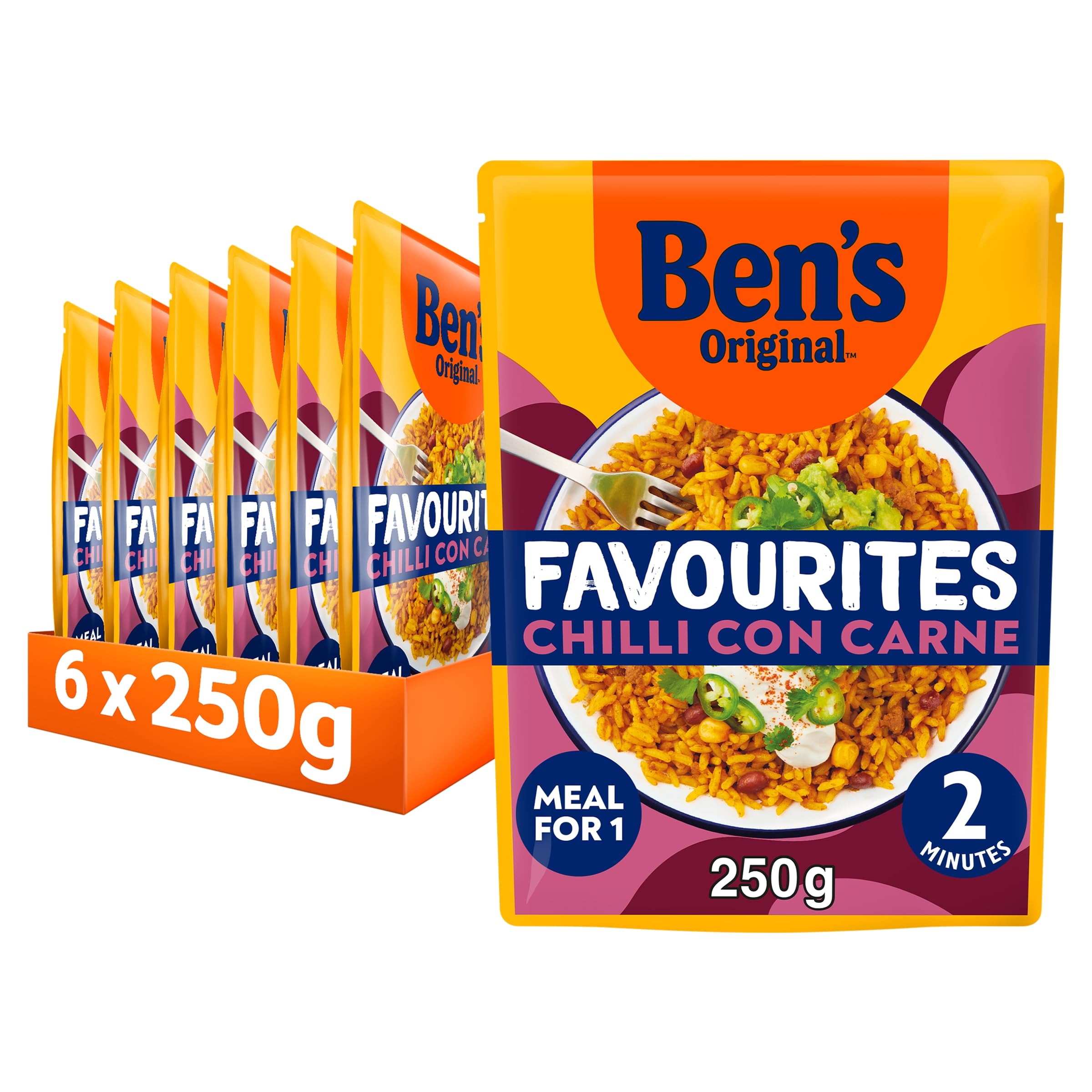 Ben's Original - Favourites Chili con Carne Hackfleisch & Gemüse Mikrowellen-Reisgericht (6x 250g)