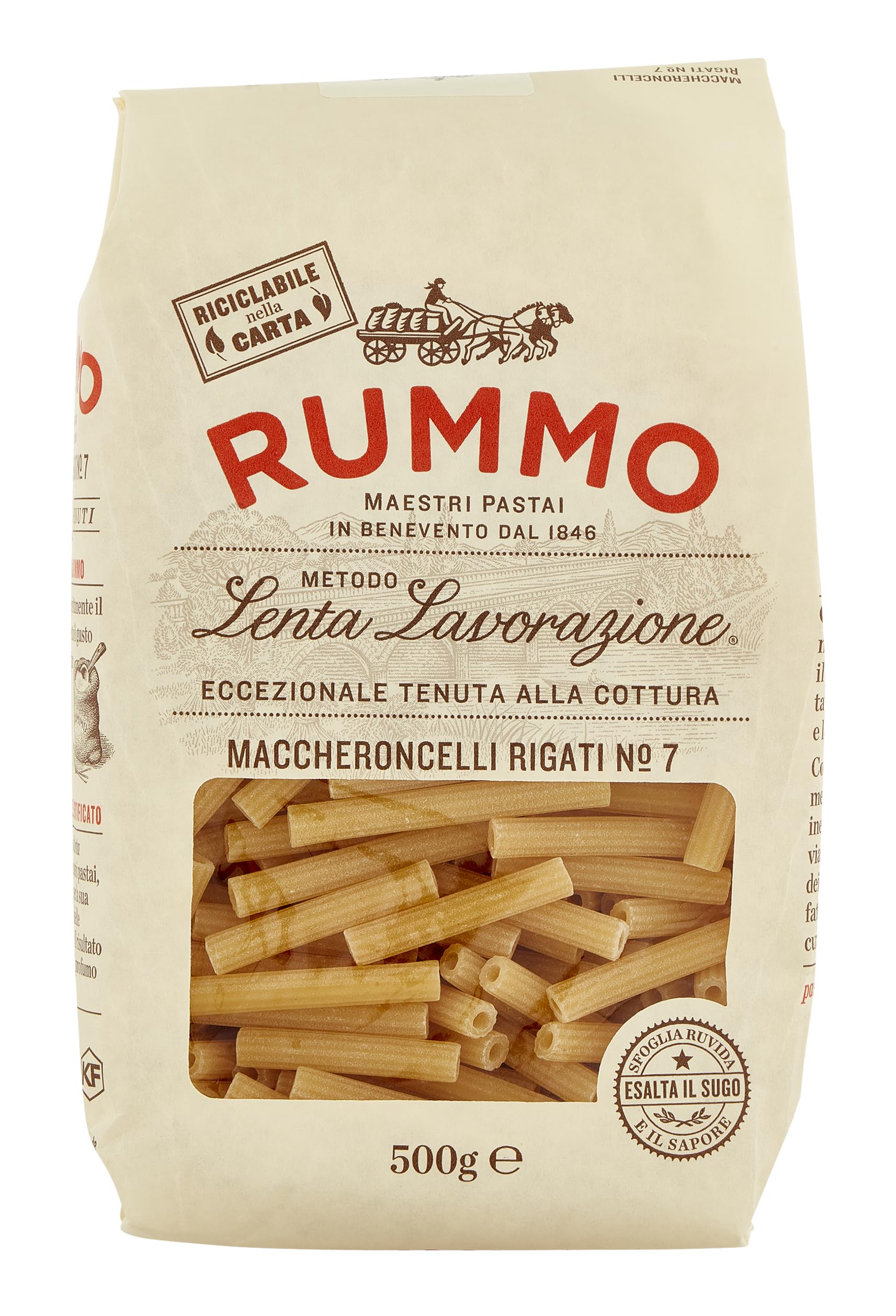 Rummo Maccheroncelli Rigati Nr. 7 – 500 g geriffelte italienische Pasta