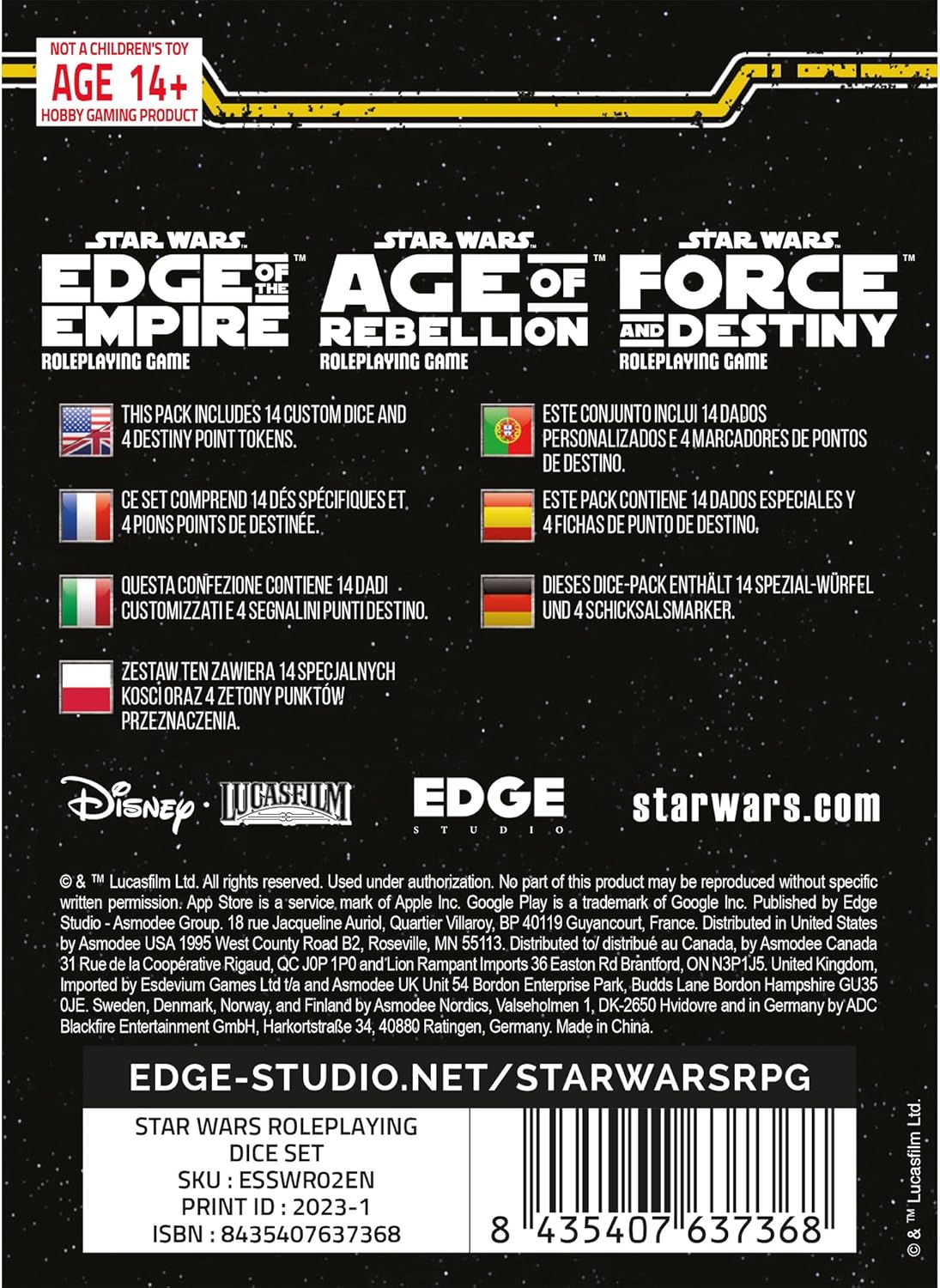 Edge Star Wars Edge of the Empire RPG: Rollenspielwürfel