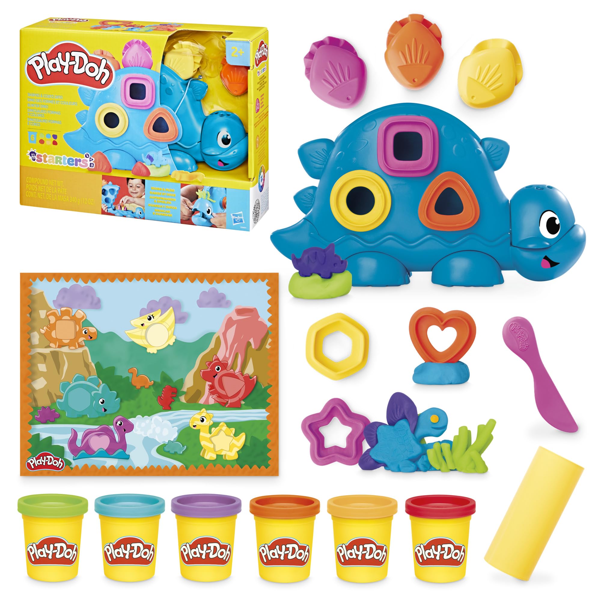 Play-Doh Formen & Farben Dinosaurier-Spielzeug – Kreatives Vorschul-Spielset für Kinder ab 3 Jahren