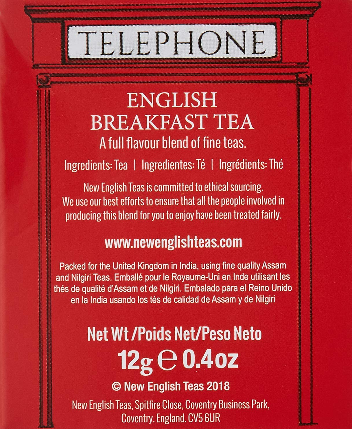 English Telephone Box English Breakfast Tea 6 Teebeutel Karton