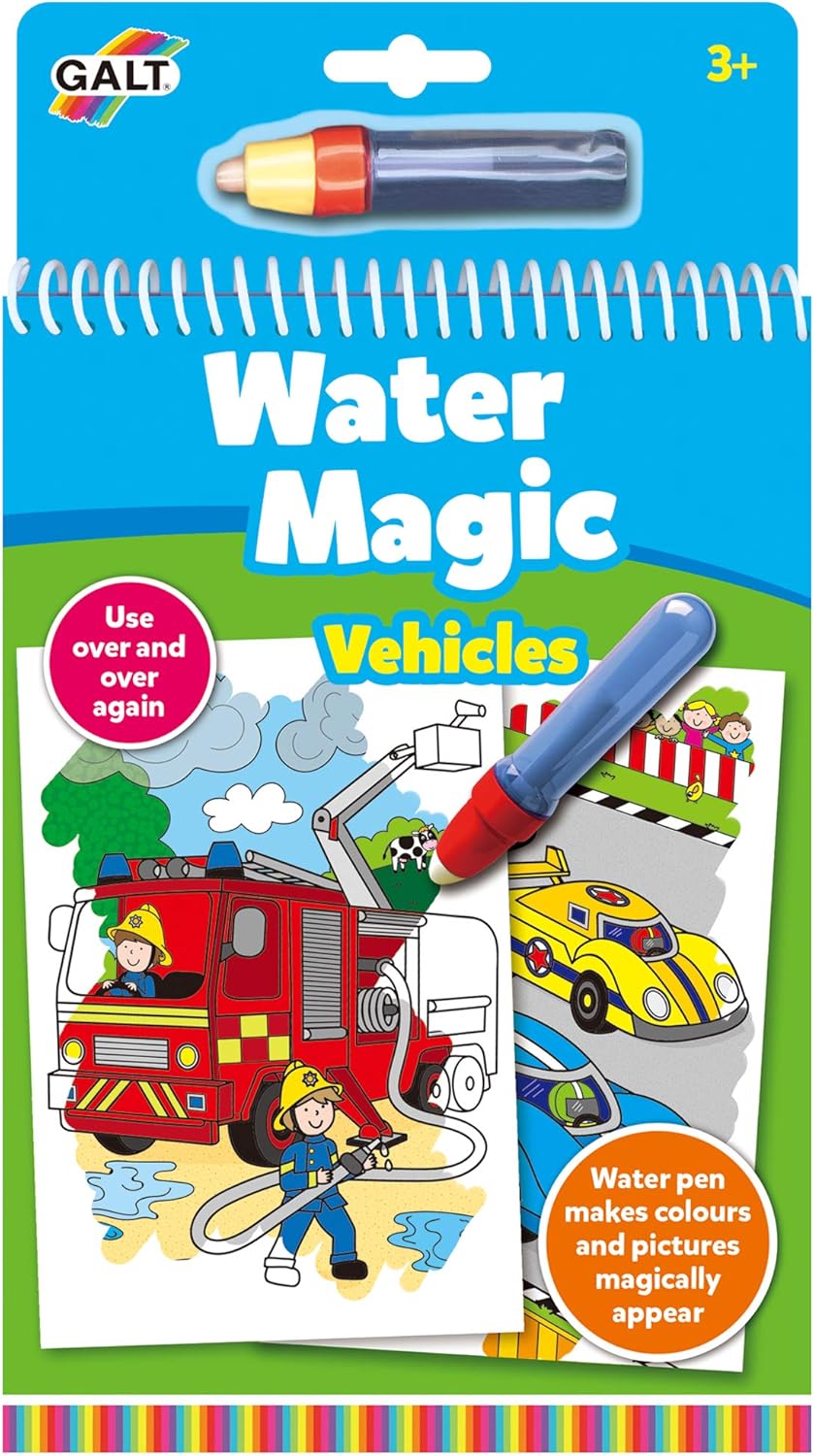 Galt Water Magic – Wiederverwendbares Malbuch mit Fahrzeugen für Kinder ab 3 Jahren
