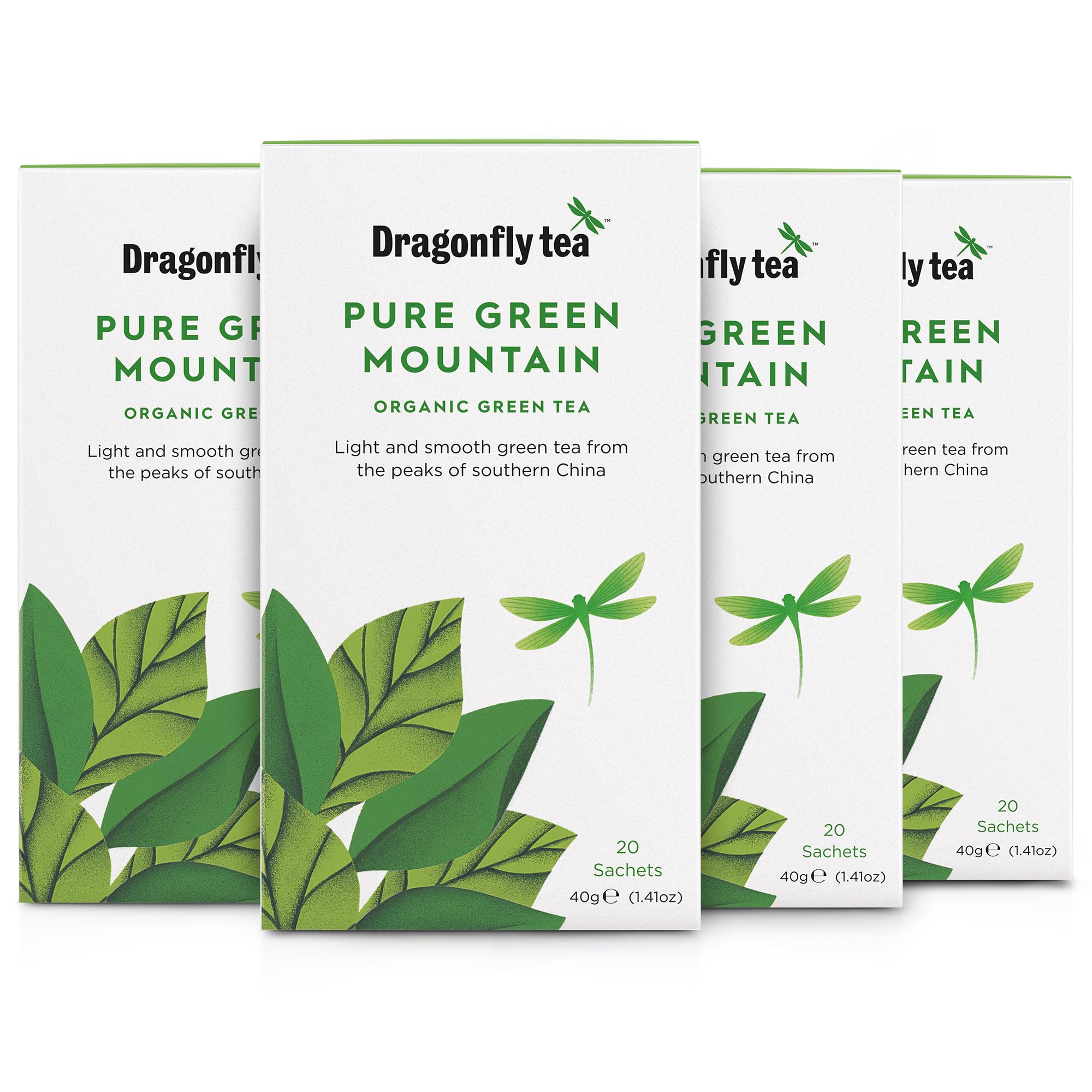 Dragonfly - Pure Green Mountain Bio-Grünteebeutel, 80 Stück (4 x 20)