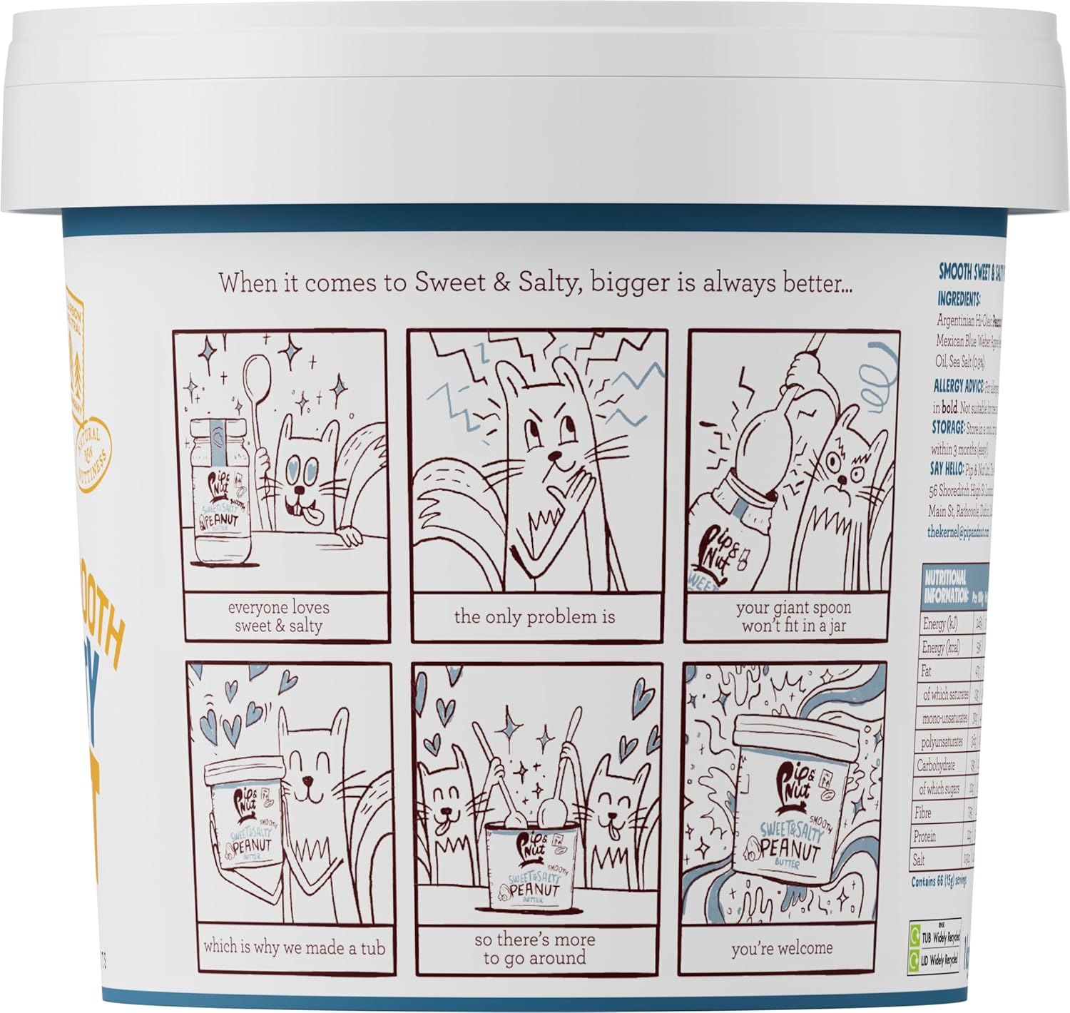 Pip & Nut Süße & Salzige, glatte Erdnussbutter (1 kg) – Ohne Palmöl, natürlicher Nussaufstrich