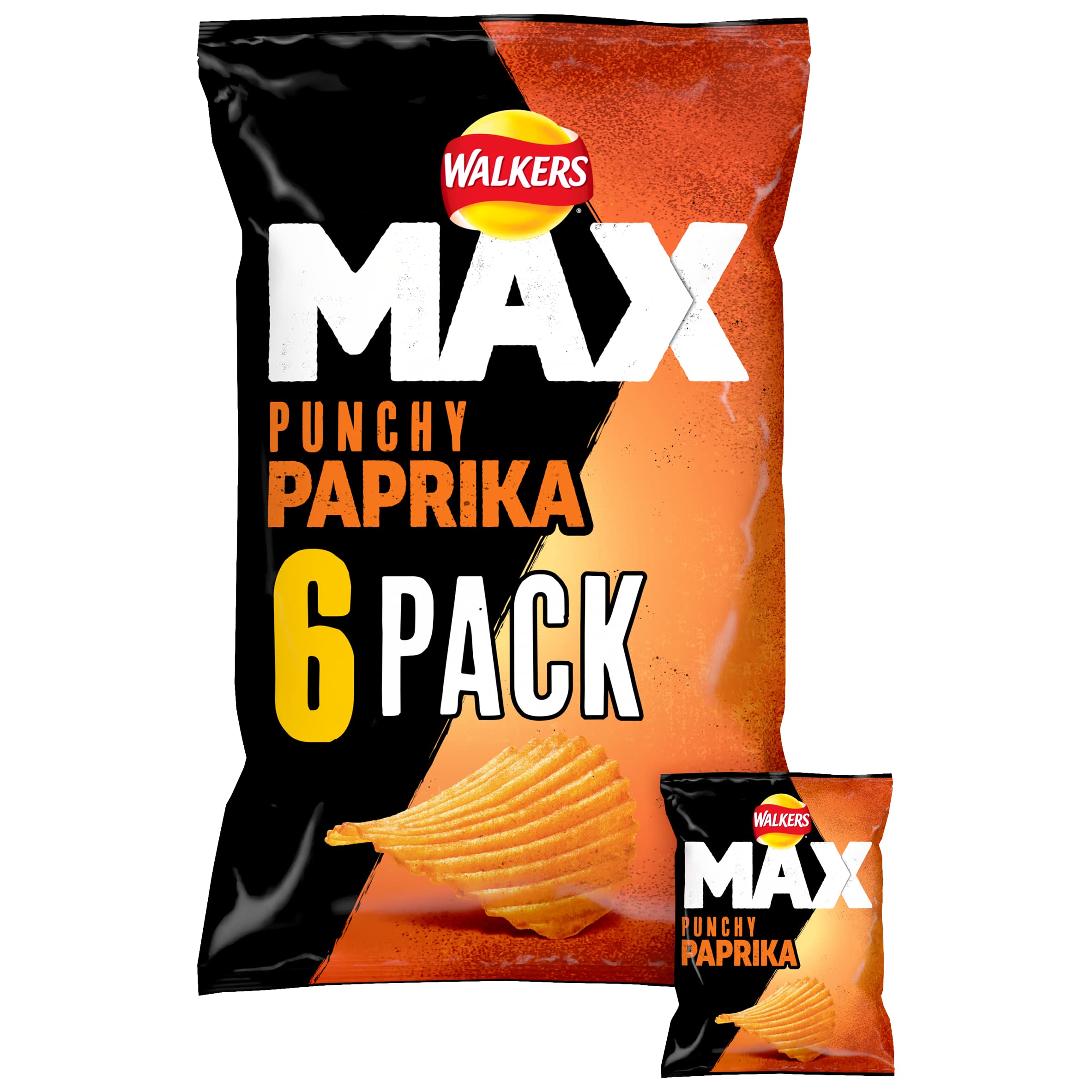 Walkers Max Chips mit knackigem Paprikageschmack, Multipack, 6 x 27 g