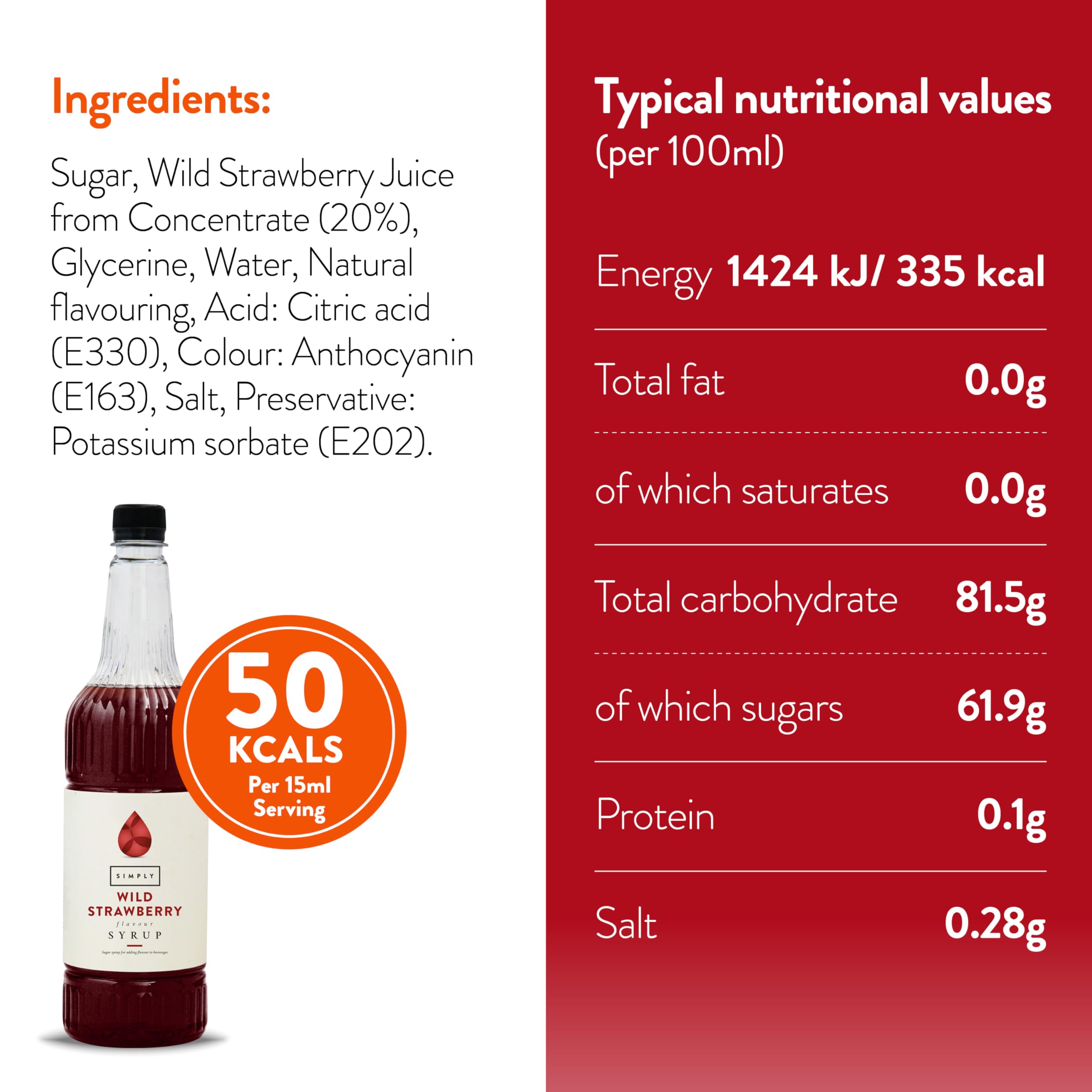 Simply - Walderdbeersirup, veganer und nussfreier aromatisierter Sirup für Kaffee, Cocktails und Backen