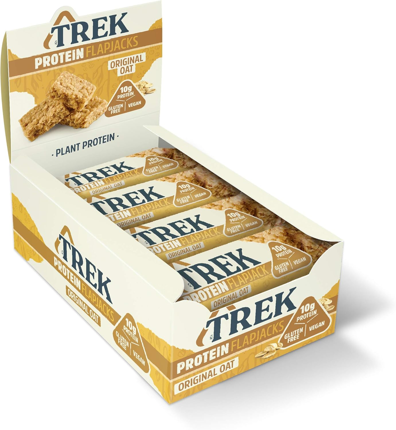 TREK Original Oat High Protein Flapjack – Glutenfrei, pflanzlich, vegan – 16 x 50 g Riegel