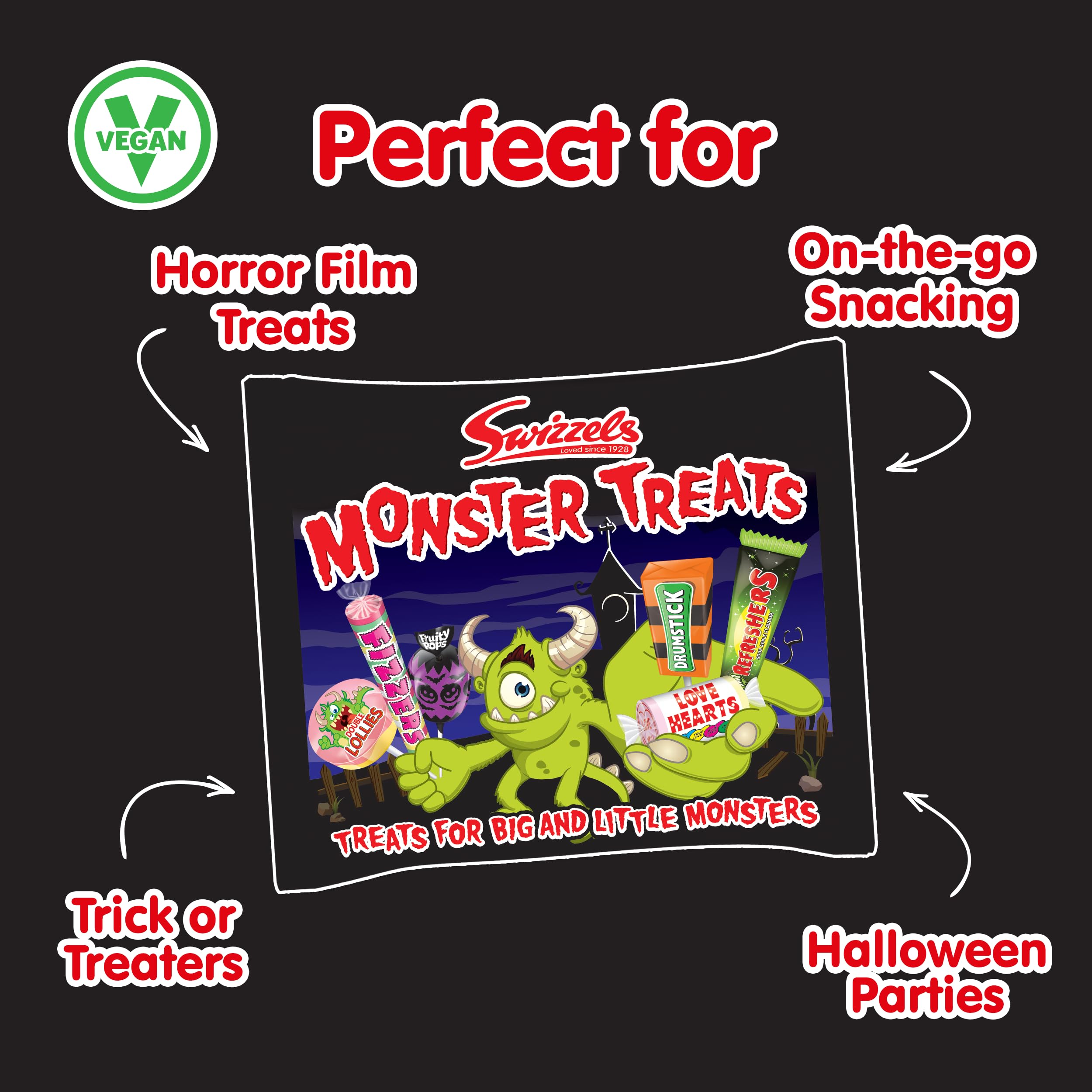 Swizzels Monster Treats Beutel 440 g – Perfekte Halloween-Süßigkeiten, lustige Swizzels C