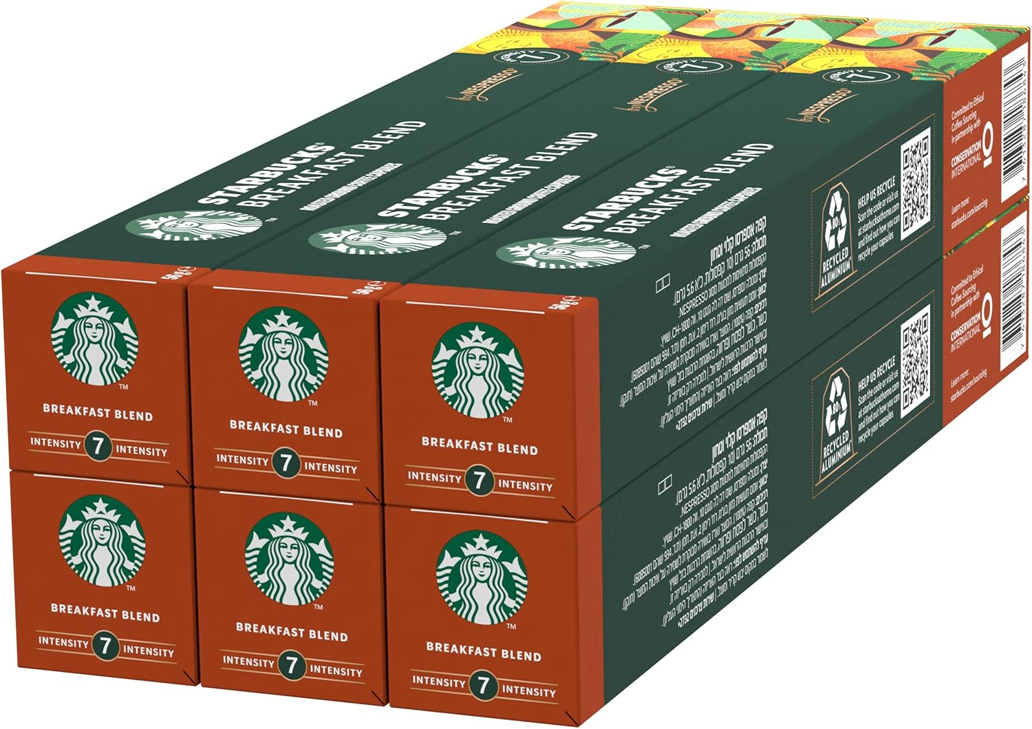 STARBUCKS - Breakfast Blend Medium Roast Kaffeekapseln, 60 Kapseln (6 x 10) für Nespresso-Maschinen