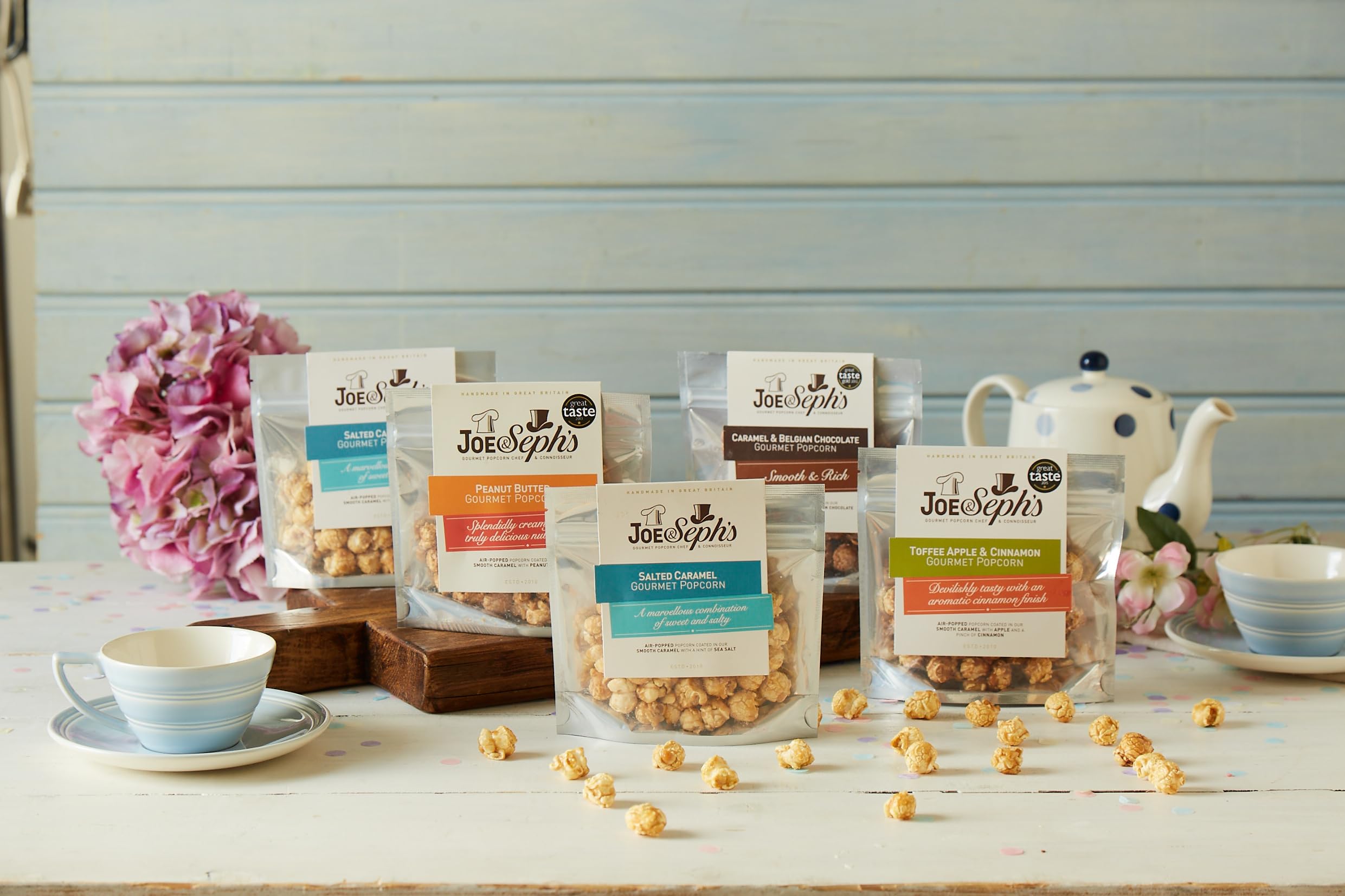 Joe & Sephs festliche Popcorn-Probierauswahl – 5 x 32 g Gourmet-Snack-Packung
