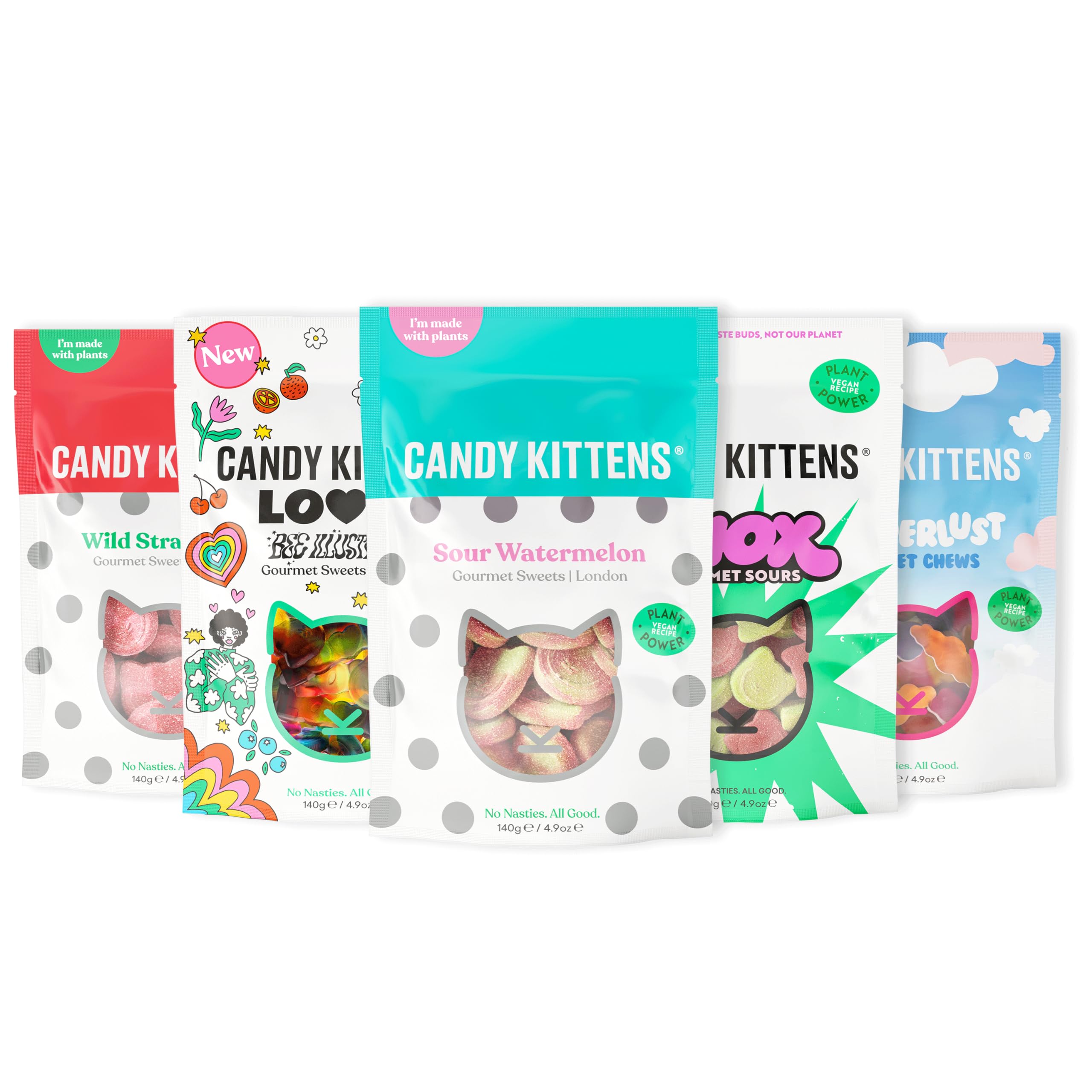 Candy Kittens – DISCOVERY Veganes Kaubonbon-Paket (5 x 140 g)