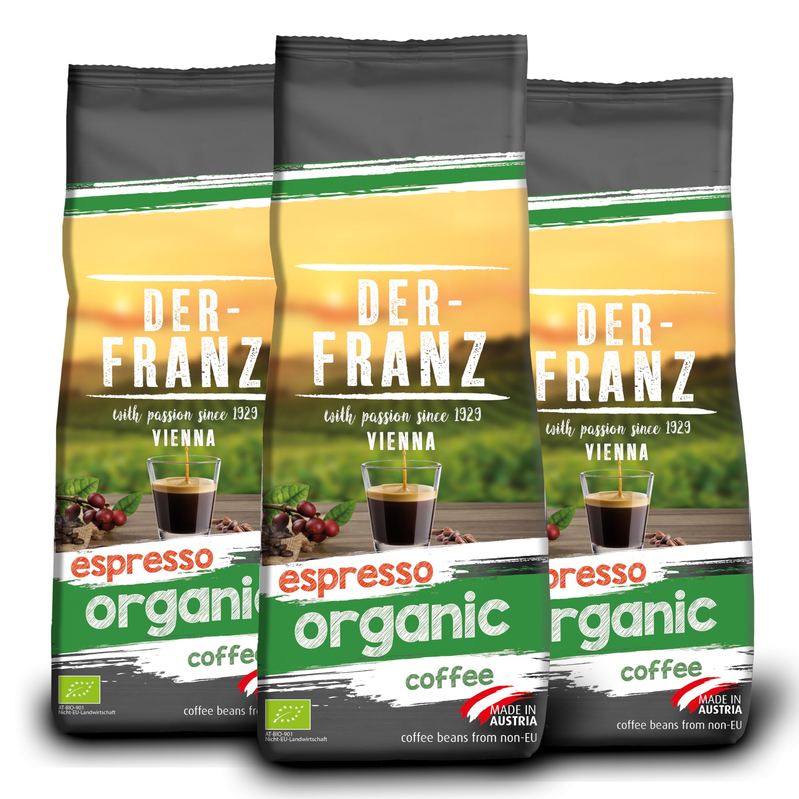 Der-Franz Espresso Bio-Kaffee, ganze Bohne, 3 x 500 g