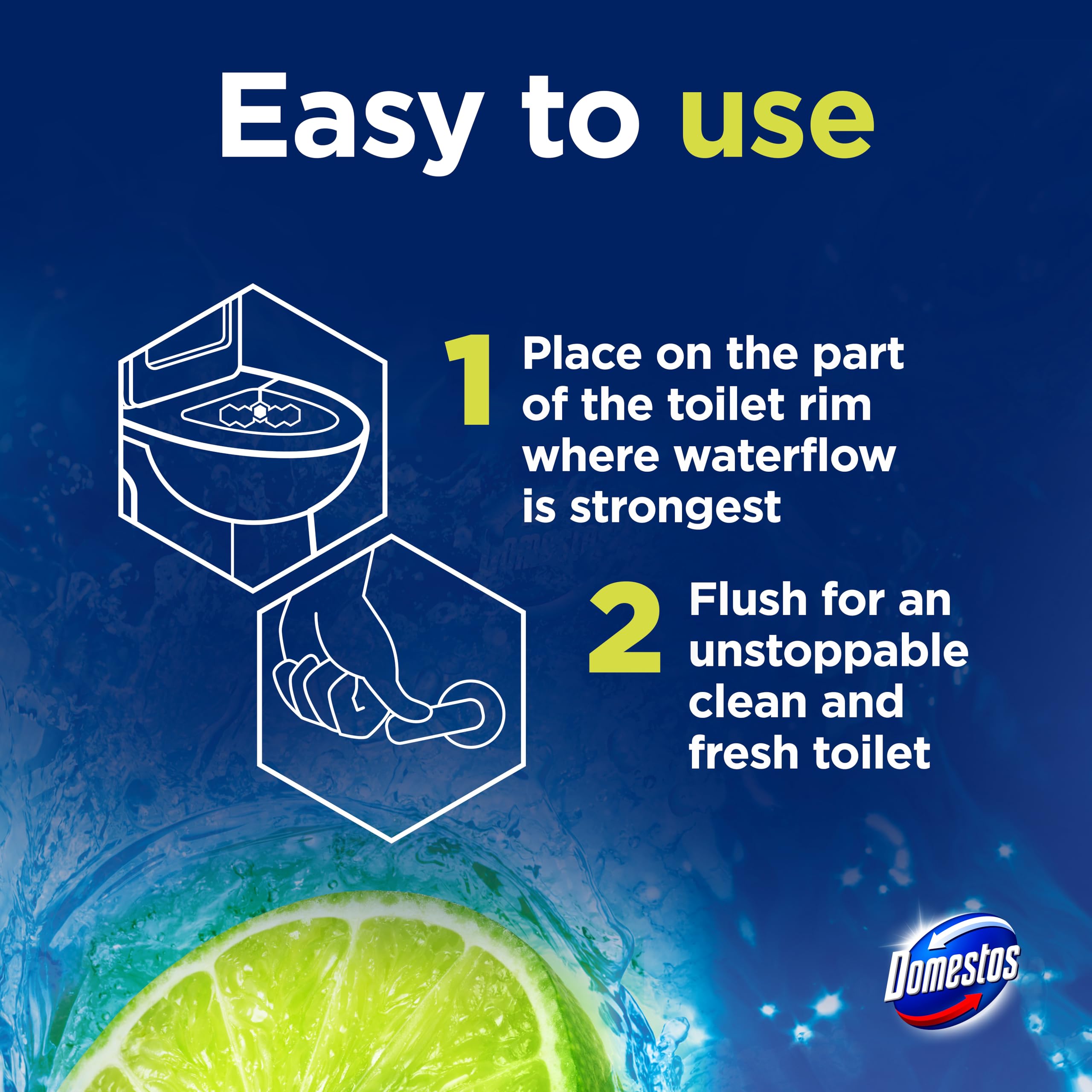 Domestos Power 5 Lime WC-Stein – Langanhaltender Toiletten-Erfrischer für bis zu 300 Spülungen