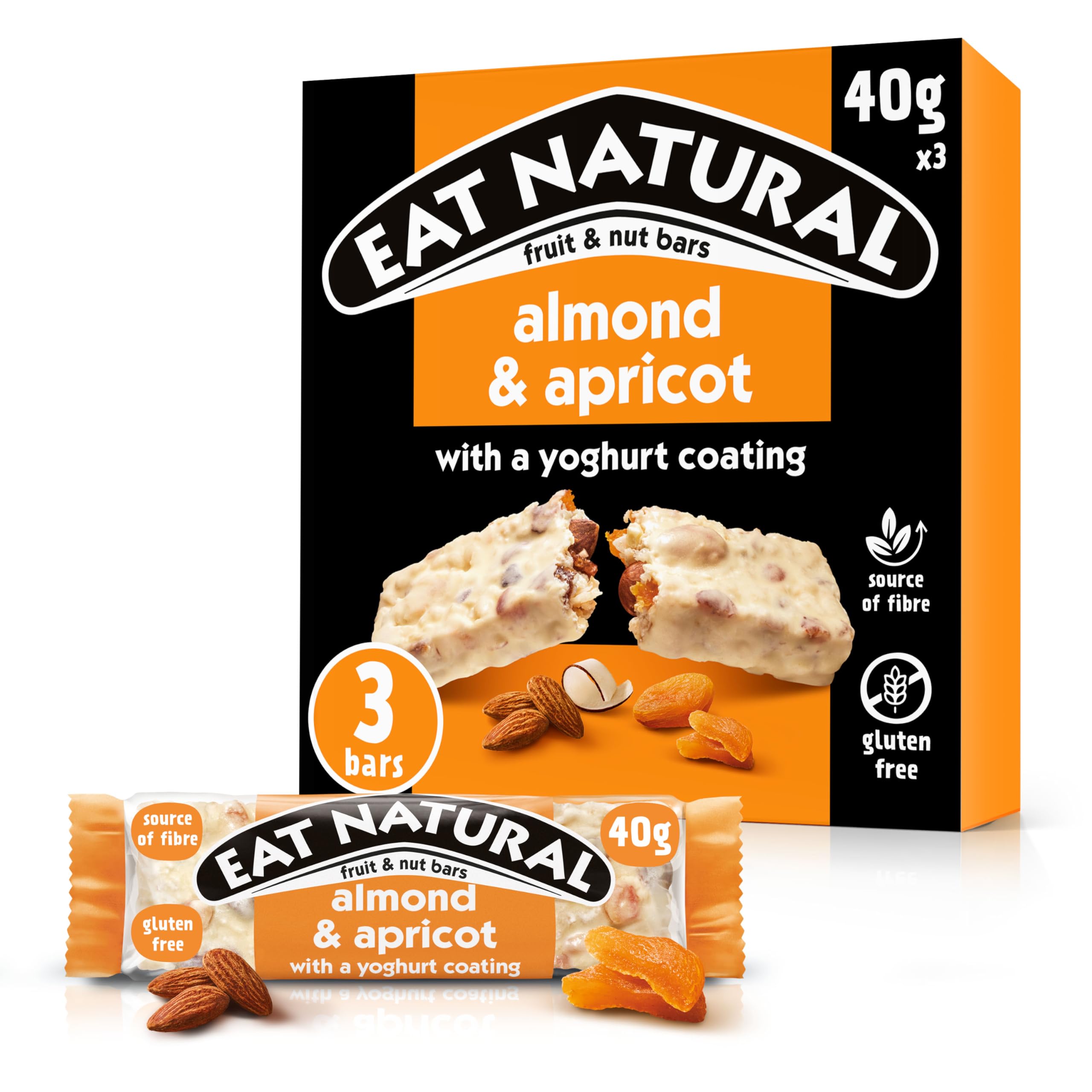 Eat Natural Mandel & Aprikose mit Joghurtüberzug Frucht- und Nussriegel, 3 x 4