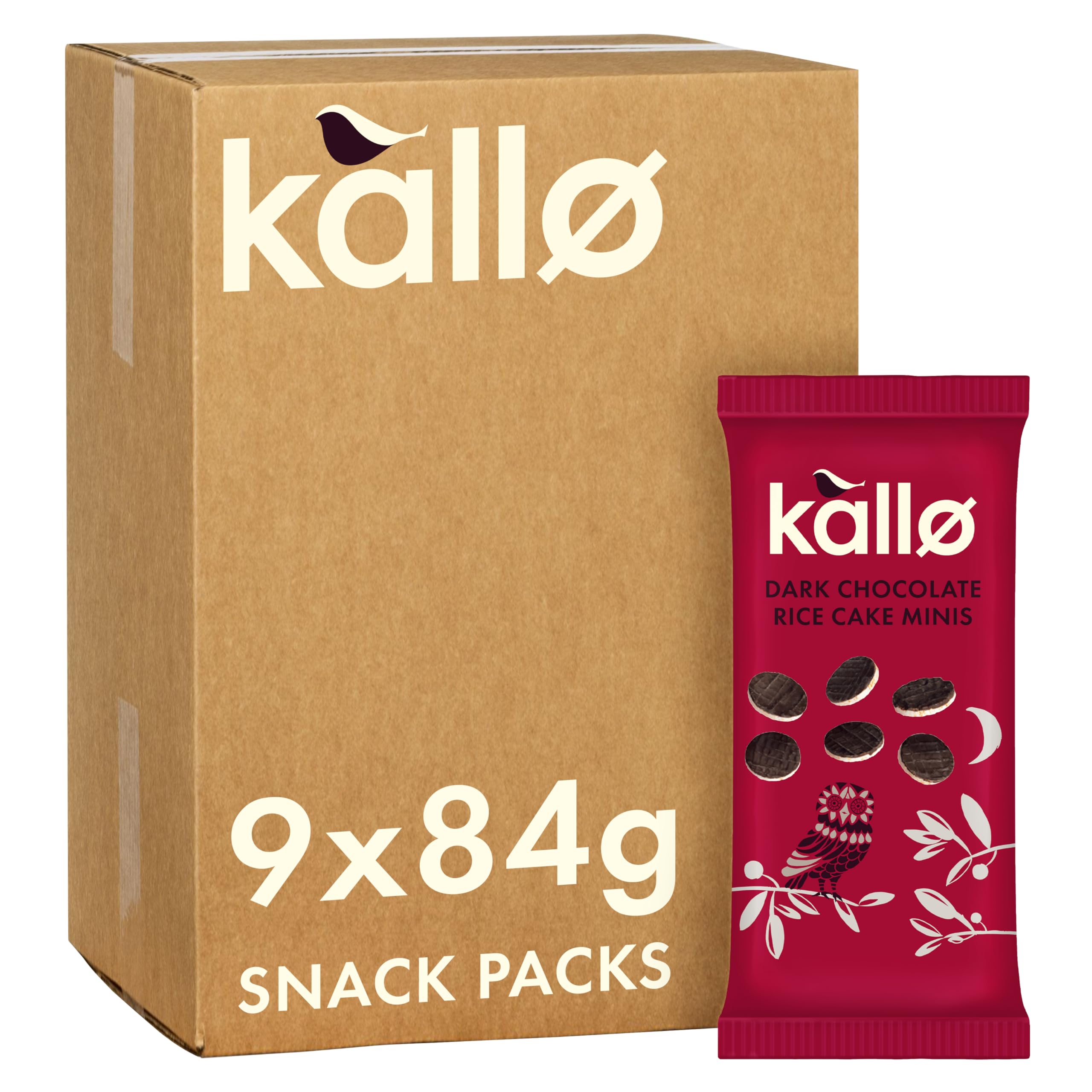 Kallo Mini-Reiswaffeln mit dunkler Schokolade – glutenfreier Snack, 9 x 84 g