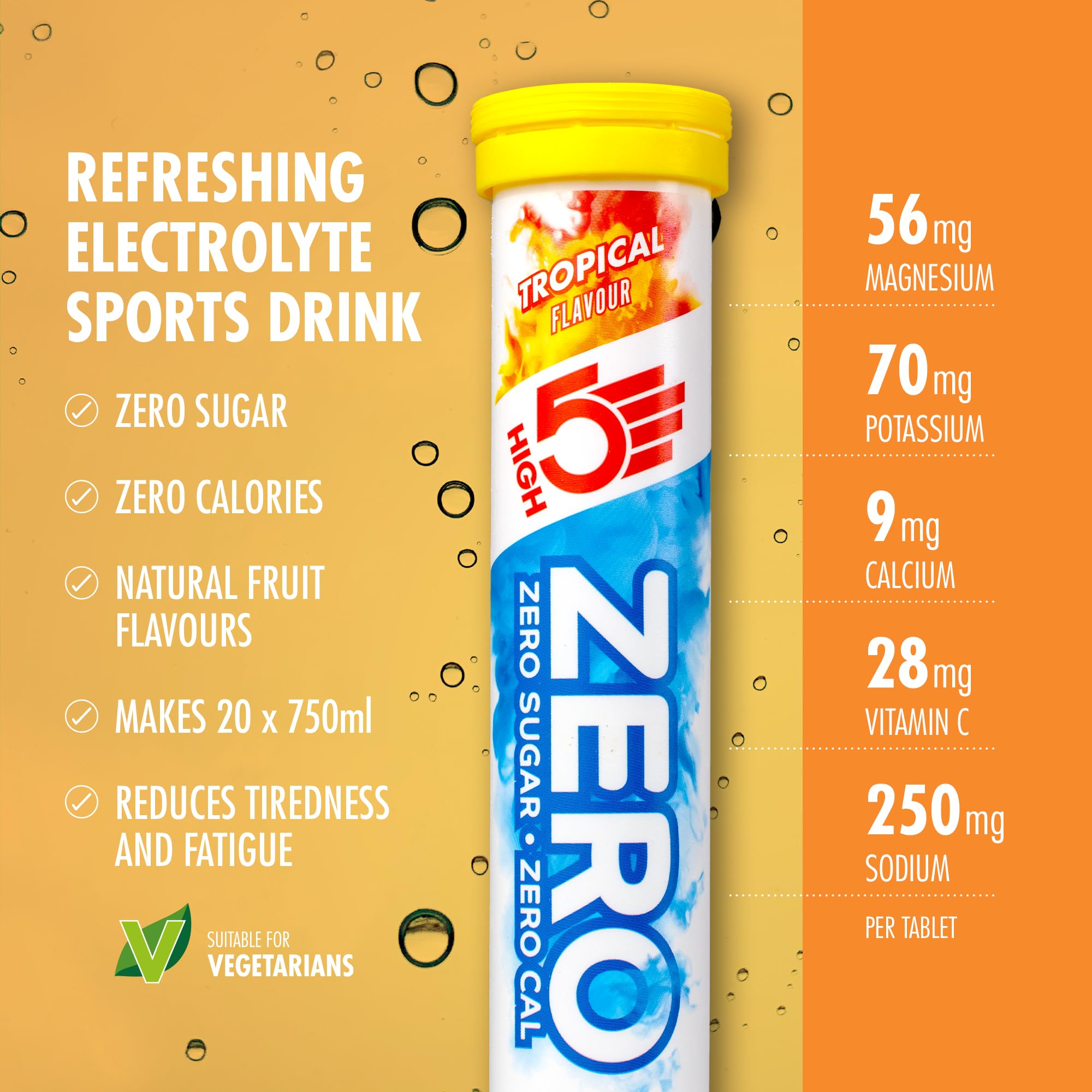 HIGH5 ZERO Elektrolyttabletten Tropical – 160 zuckerfreie Hydration-Tabletten mit Vitamin C