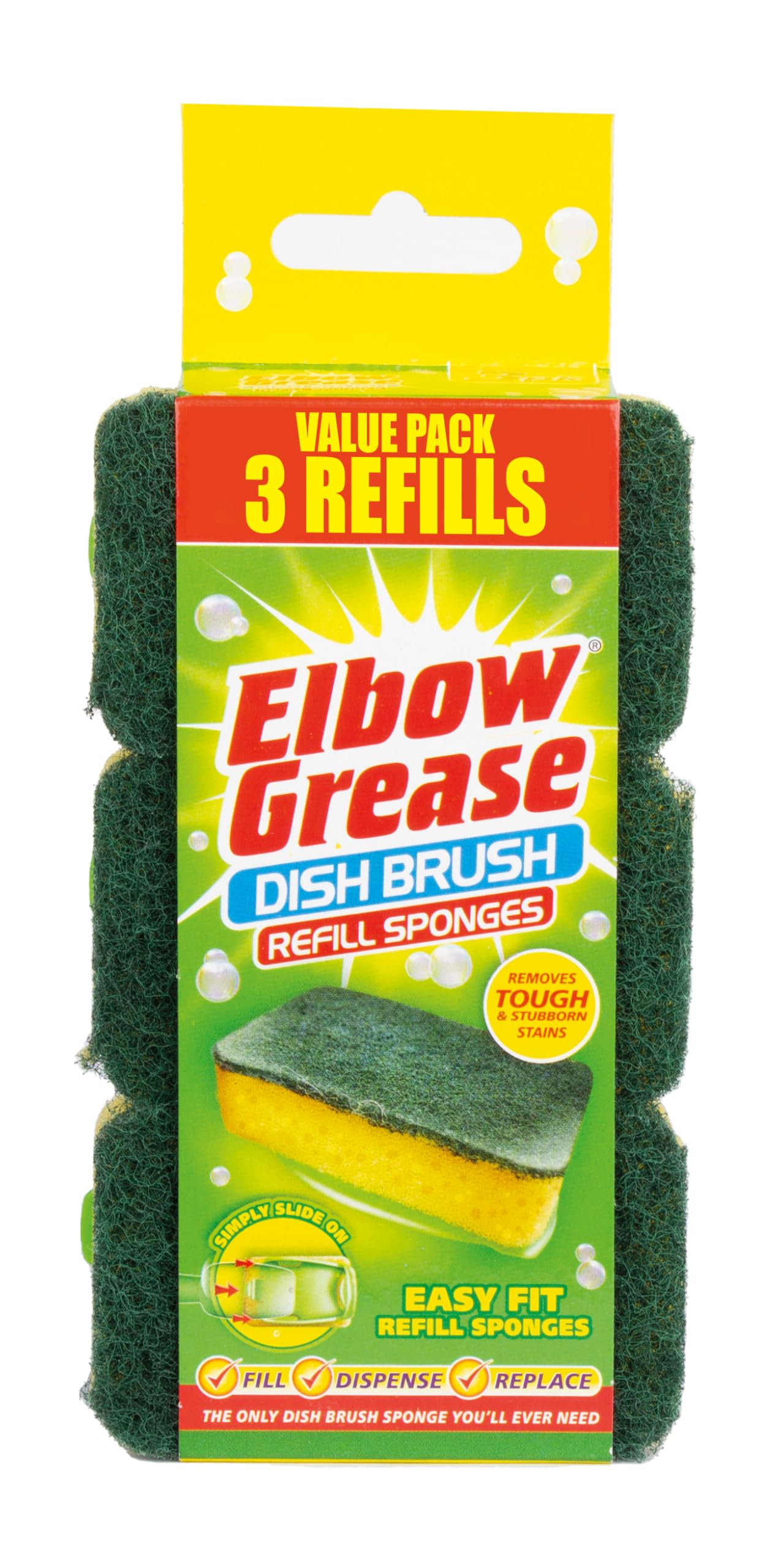 Elbow Grease – Spülbürsten-Nachfüllschwämme für hartnäckige Flecken | Gelb & Grün
