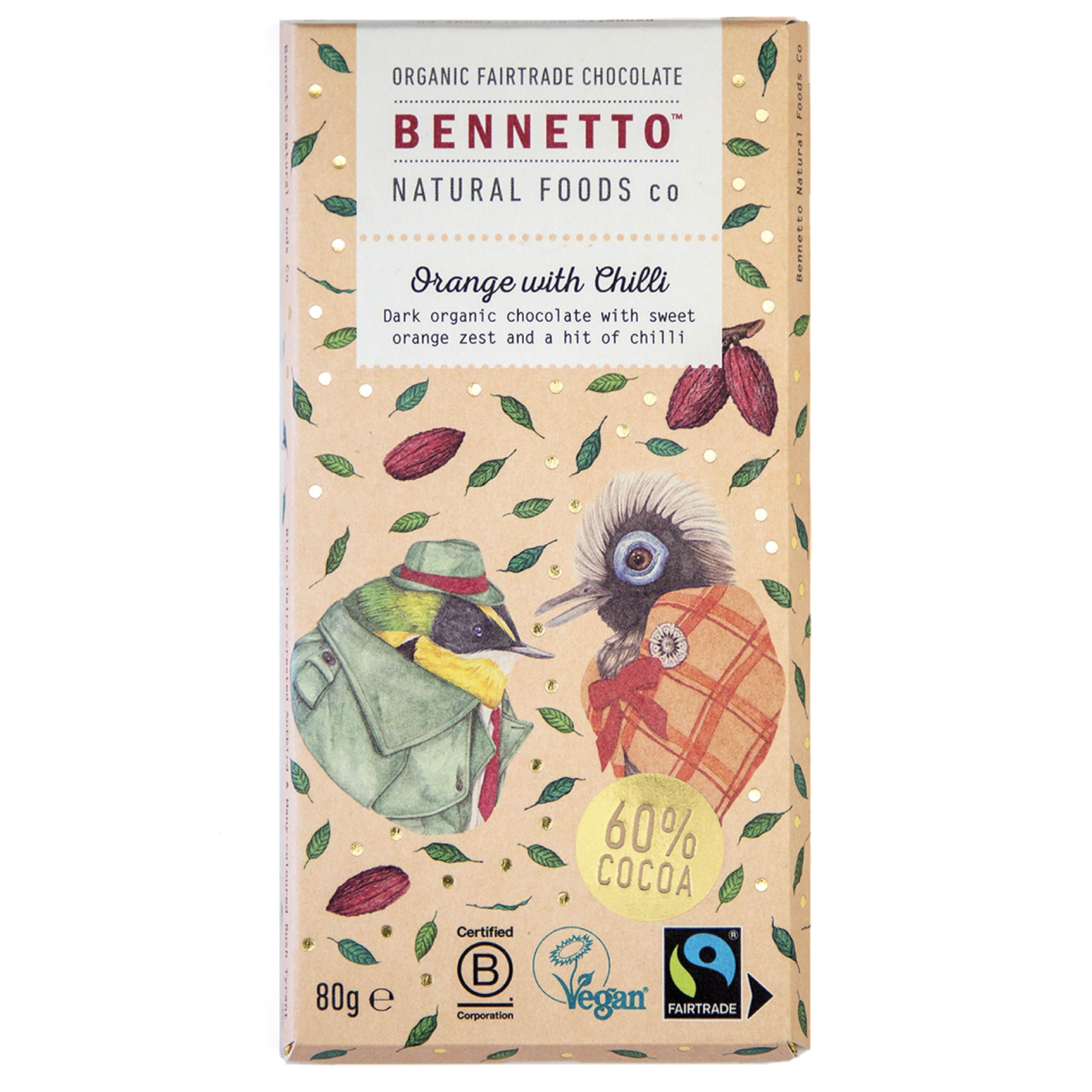 Bennetto Orange mit Chili Dunkle Schokolade mit Orangenschale und Chili - 90g
