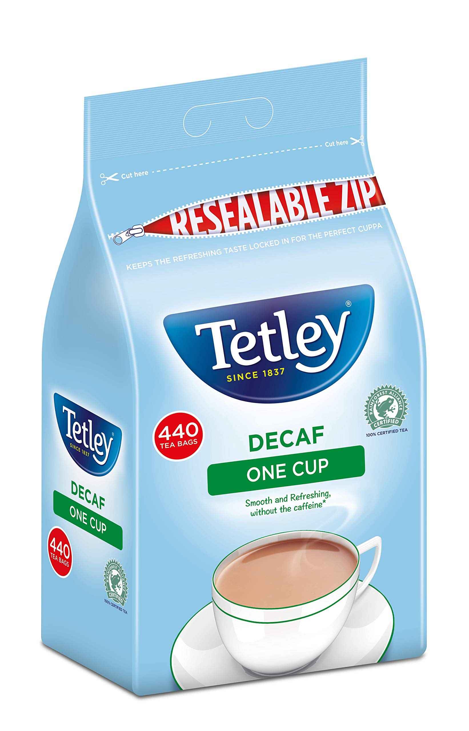 Tetley One Cup Decaf Tea – Packung mit 440 milchfreien Teebeuteln
