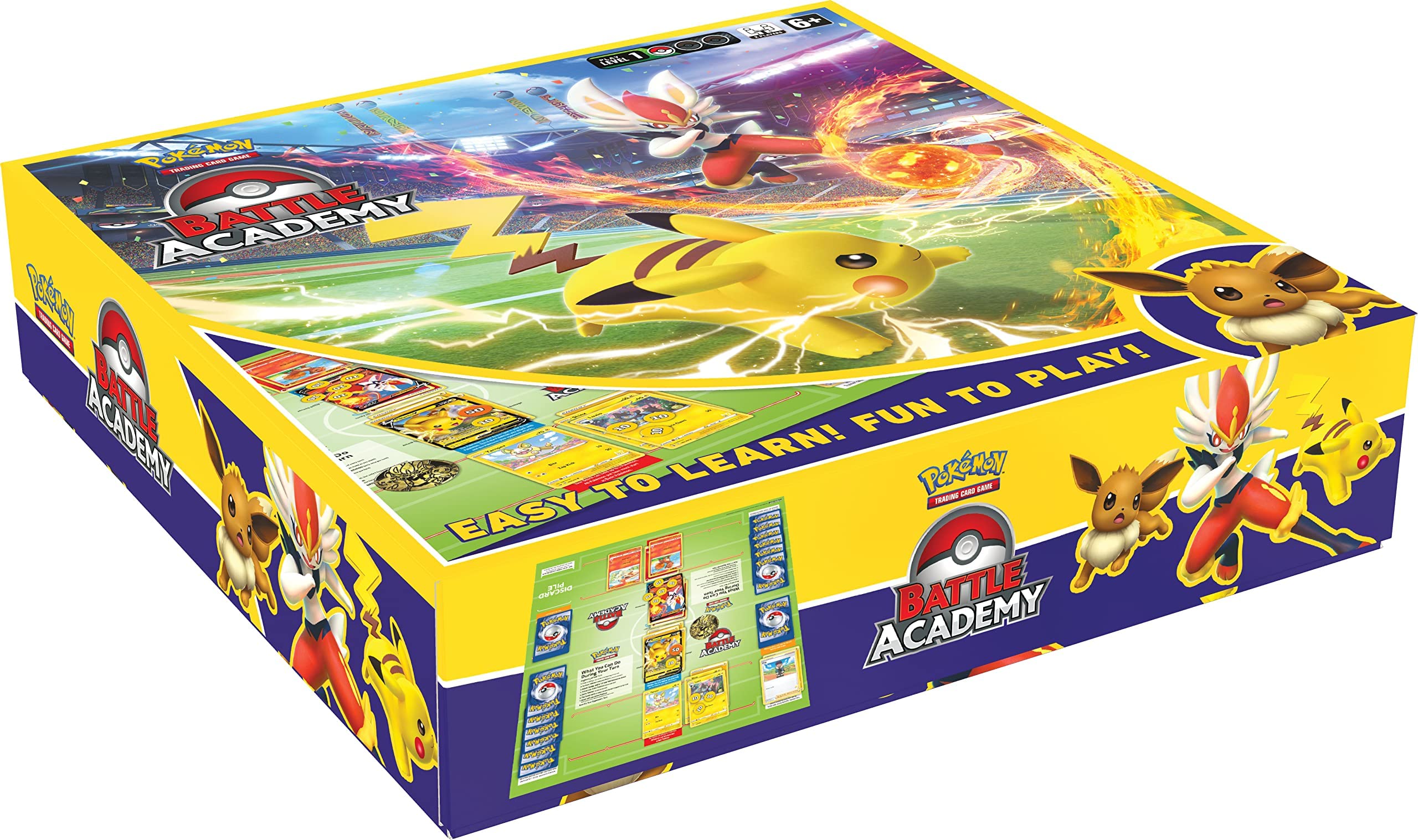 Pokémon-Sammelkartenspiel Battle Academy mit Cinderace V, Pikachu V und Eevee V