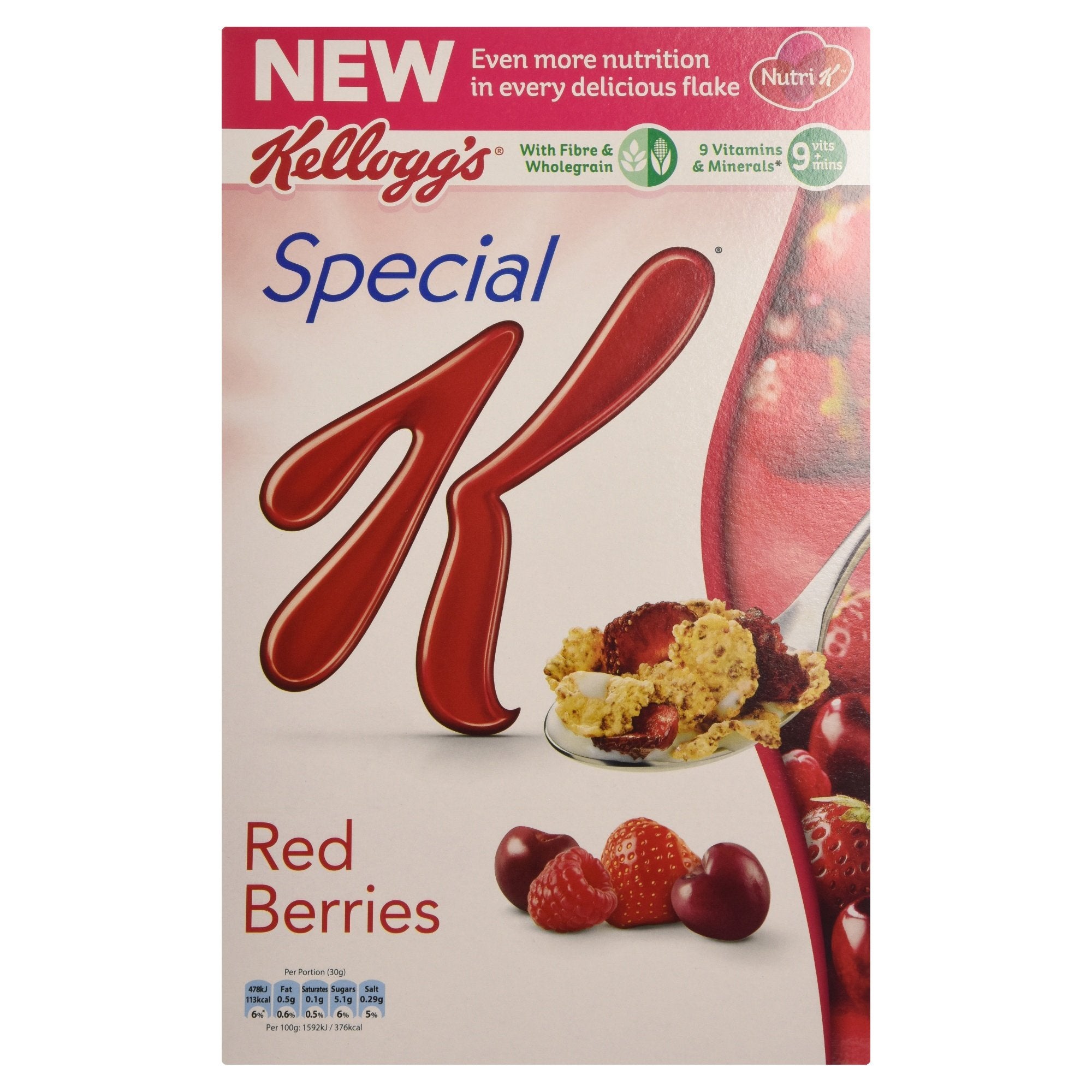 Special K Red Berries Frühstücksflocken, 500 g Mehrkorn mit gefriergetrockneten Erdbeeren und Kirschen