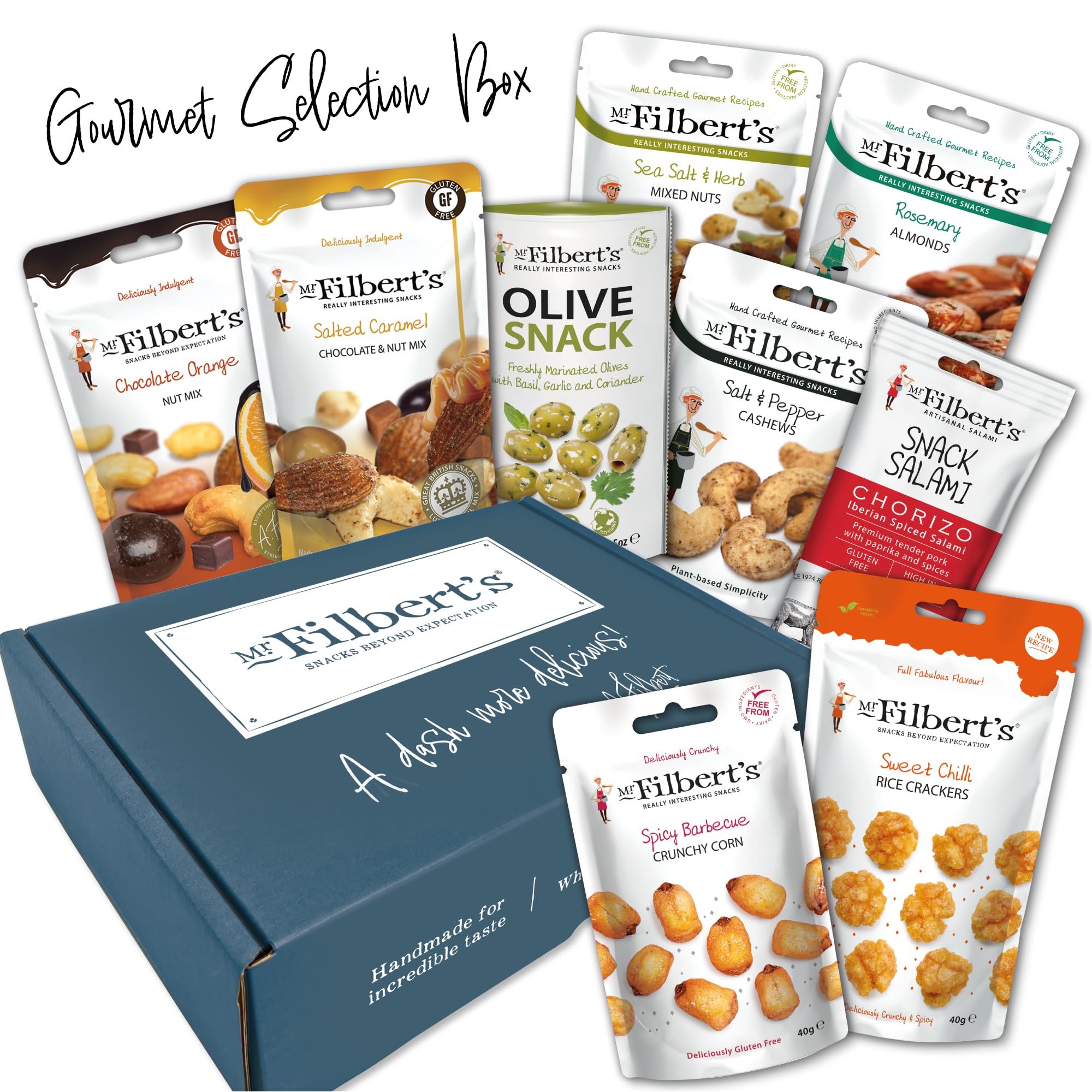 Mr Filberts Gourmet-Auswahlbox – Verschiedene Gourmet-Snacks als Geschenk
