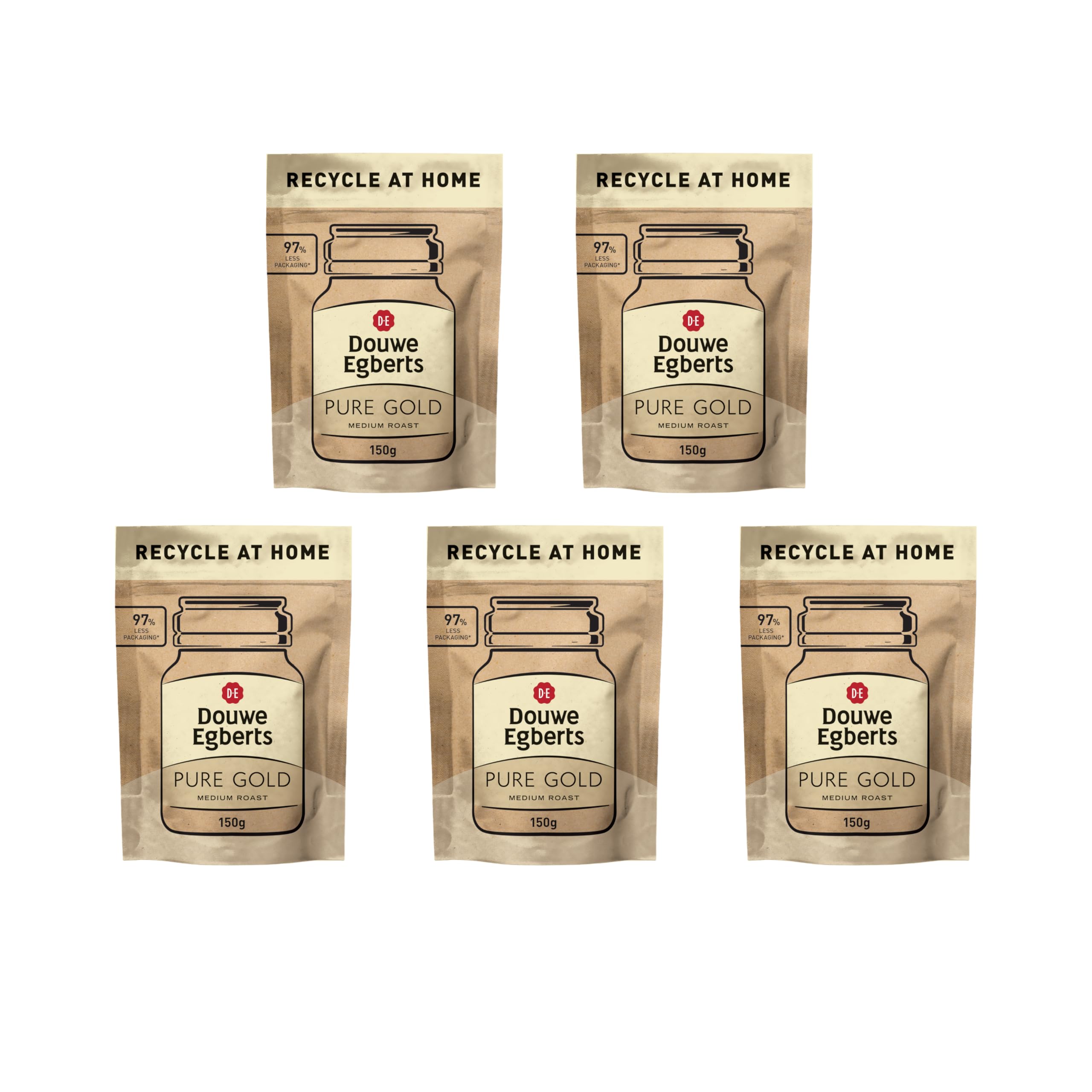 Douwe Egberts Pure Gold Instantkaffee-Nachfüllpackung, 150 g (5er-Pack, insgesamt 750 g)