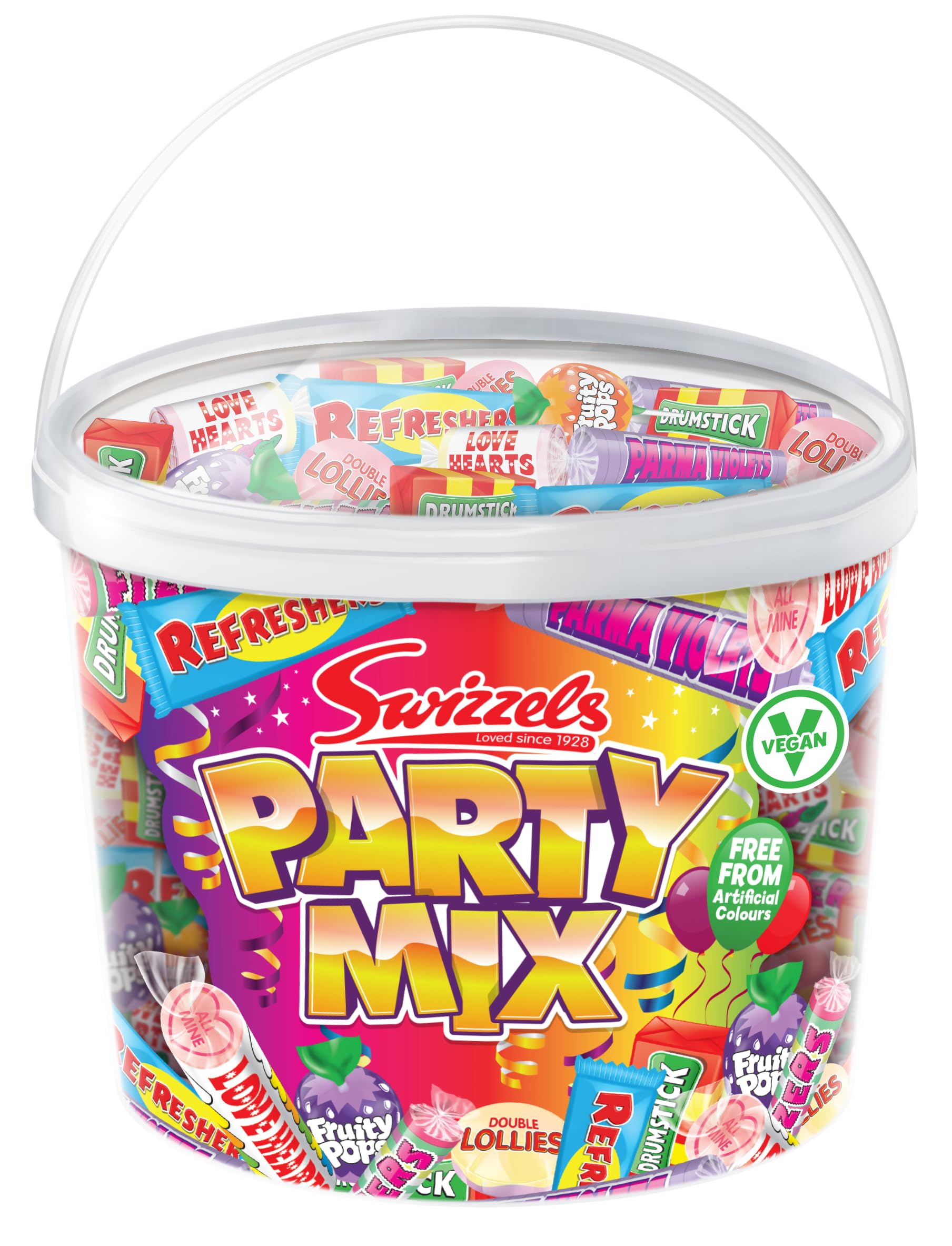 Swizzels Party Mix Dose 785 g – Retro-Süßigkeiten Großsortiment Vegan freundlich