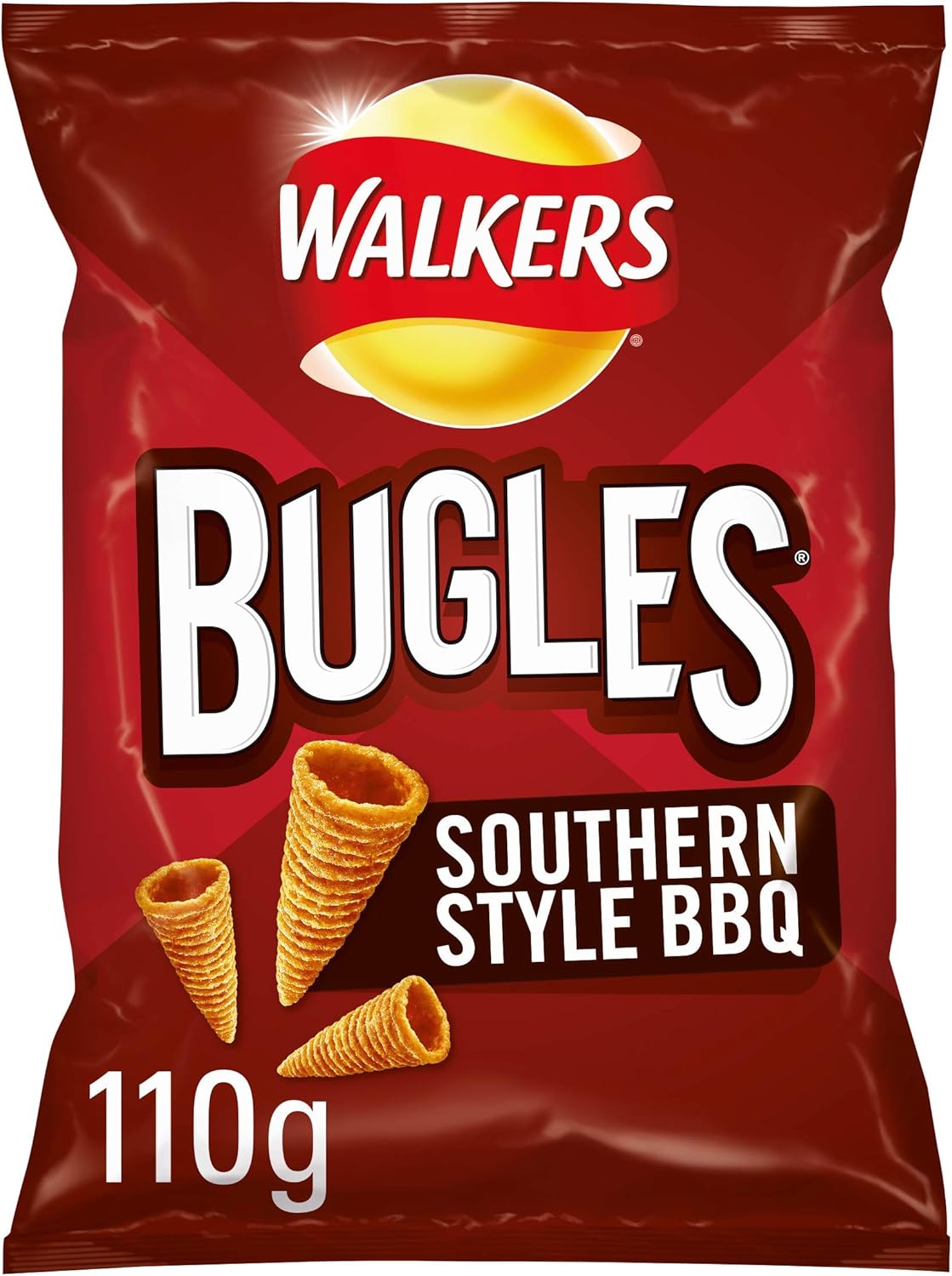 Walkers Bugles Chips mit Southern Style BBQ-Geschmack, 110 g Beutel zum Teilen
