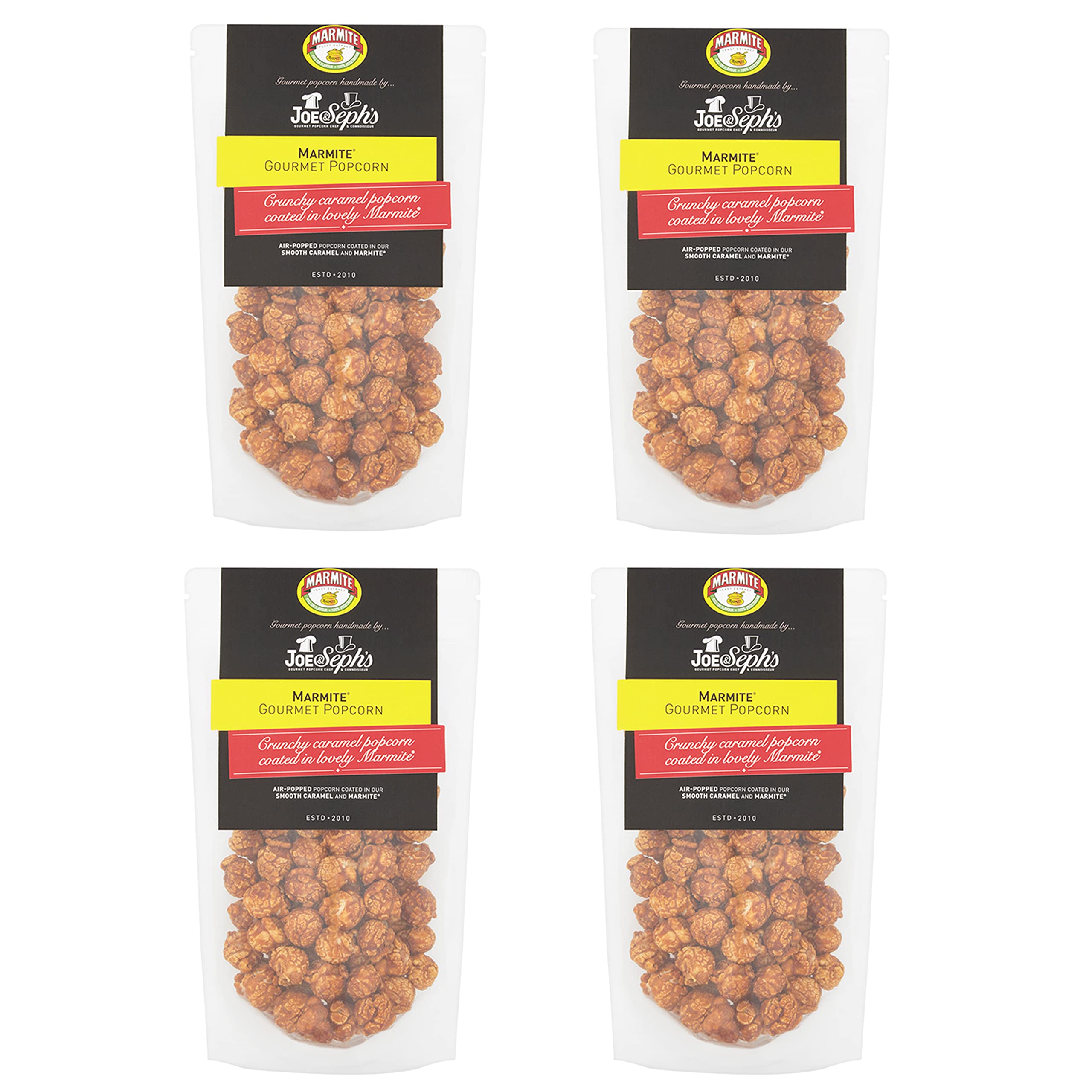 Joe & Seph's Marmite Popcorn (4x80g) – Gourmet-Snack aus der Heißluftmaschine für Filmabende