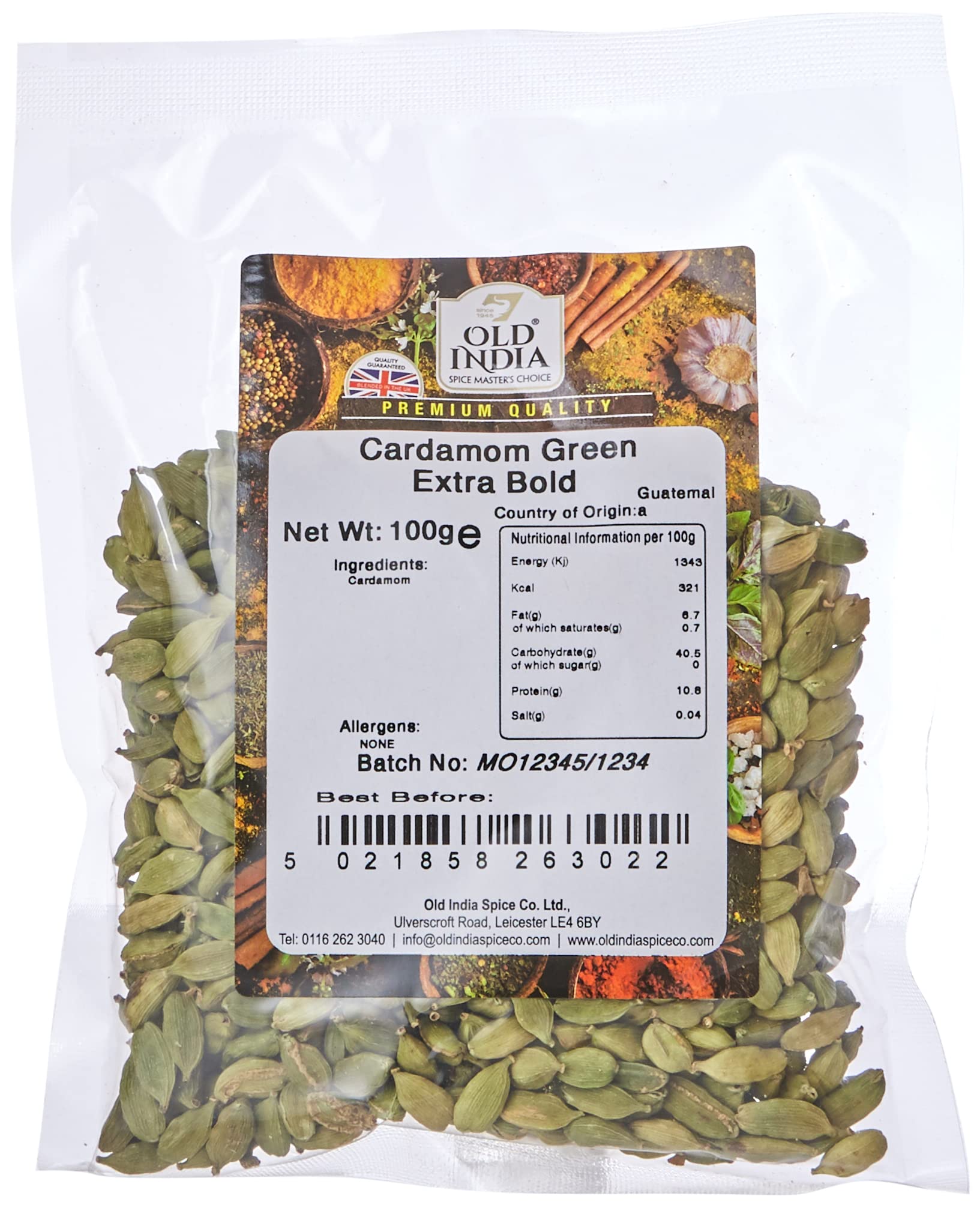 Old India Green Extra Bold Kardamom 100g