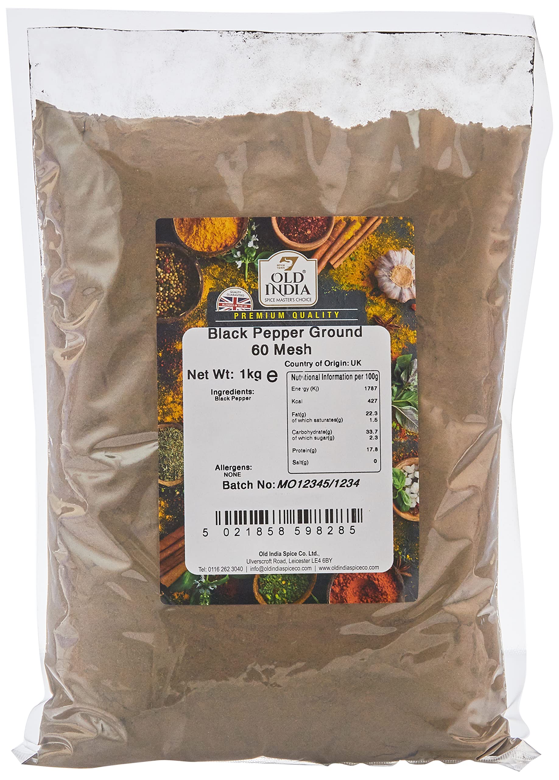Old India Schwarzer Pfeffer gemahlen 60 Mesh 1kg