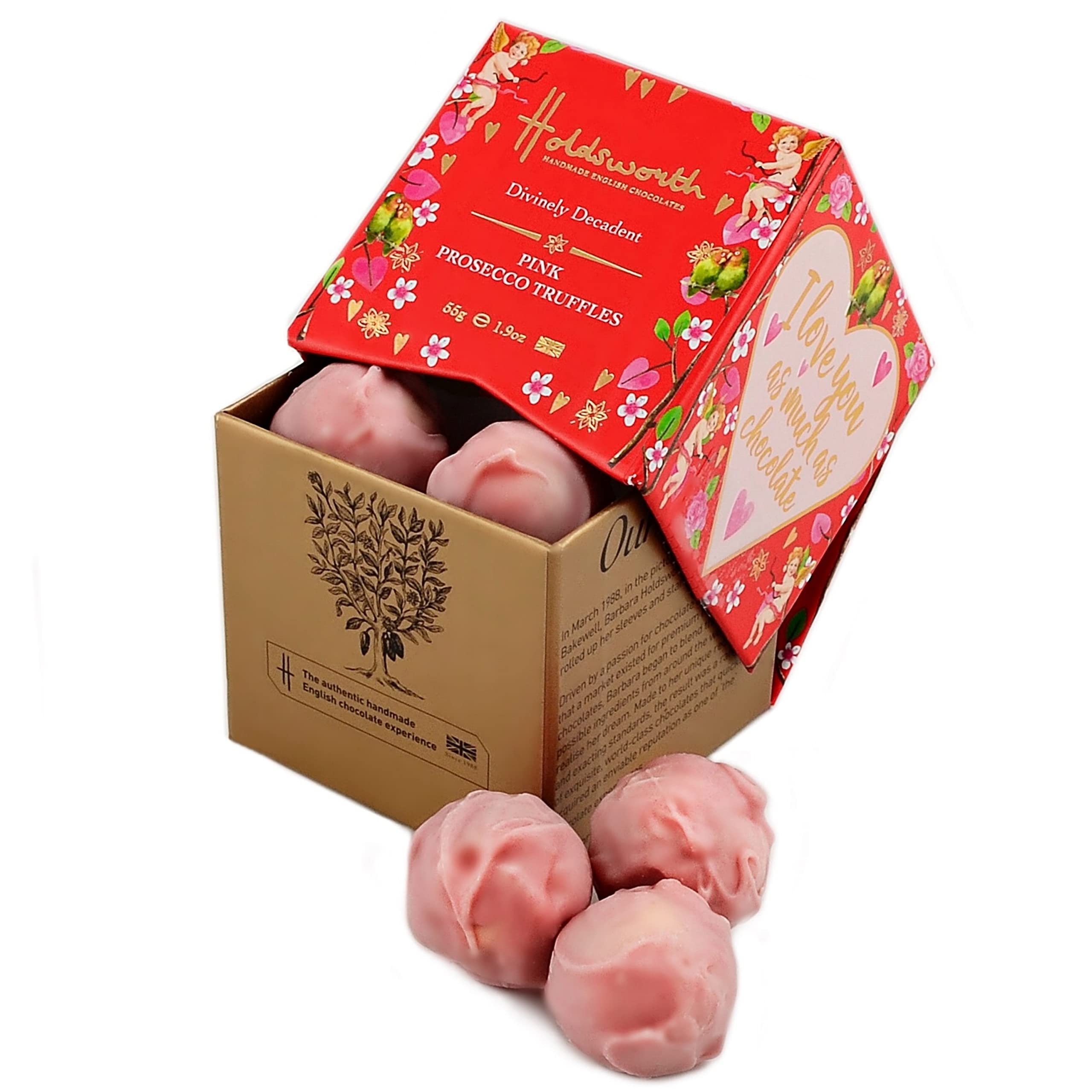 Holdsworth Chocolates – Pink Prosecco Love, handgemachte Schokoladentrüffel