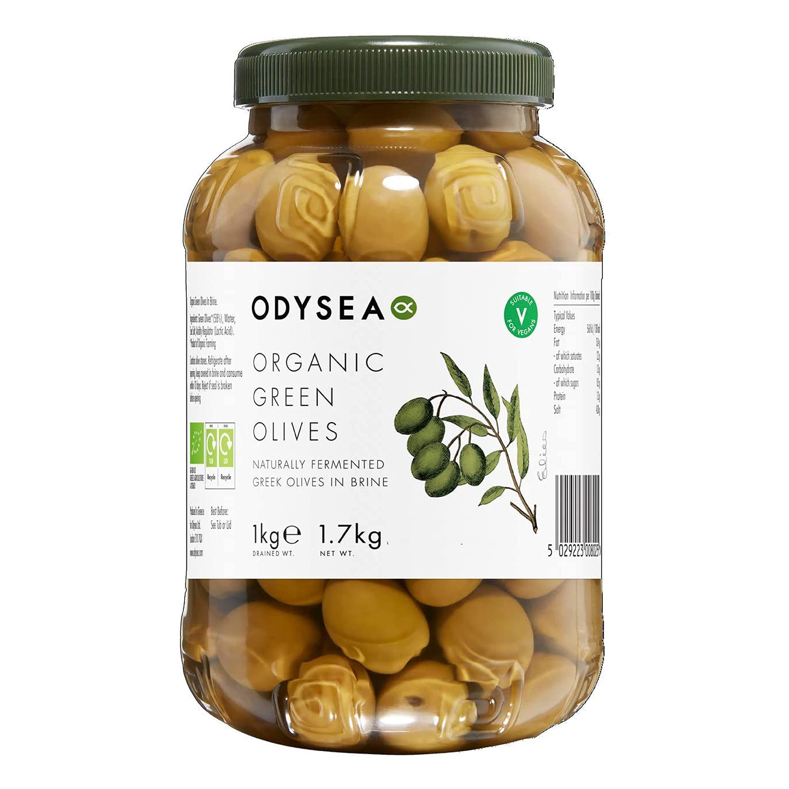 Odysea Bio-Grüne Oliven in Salzlake (1kg)