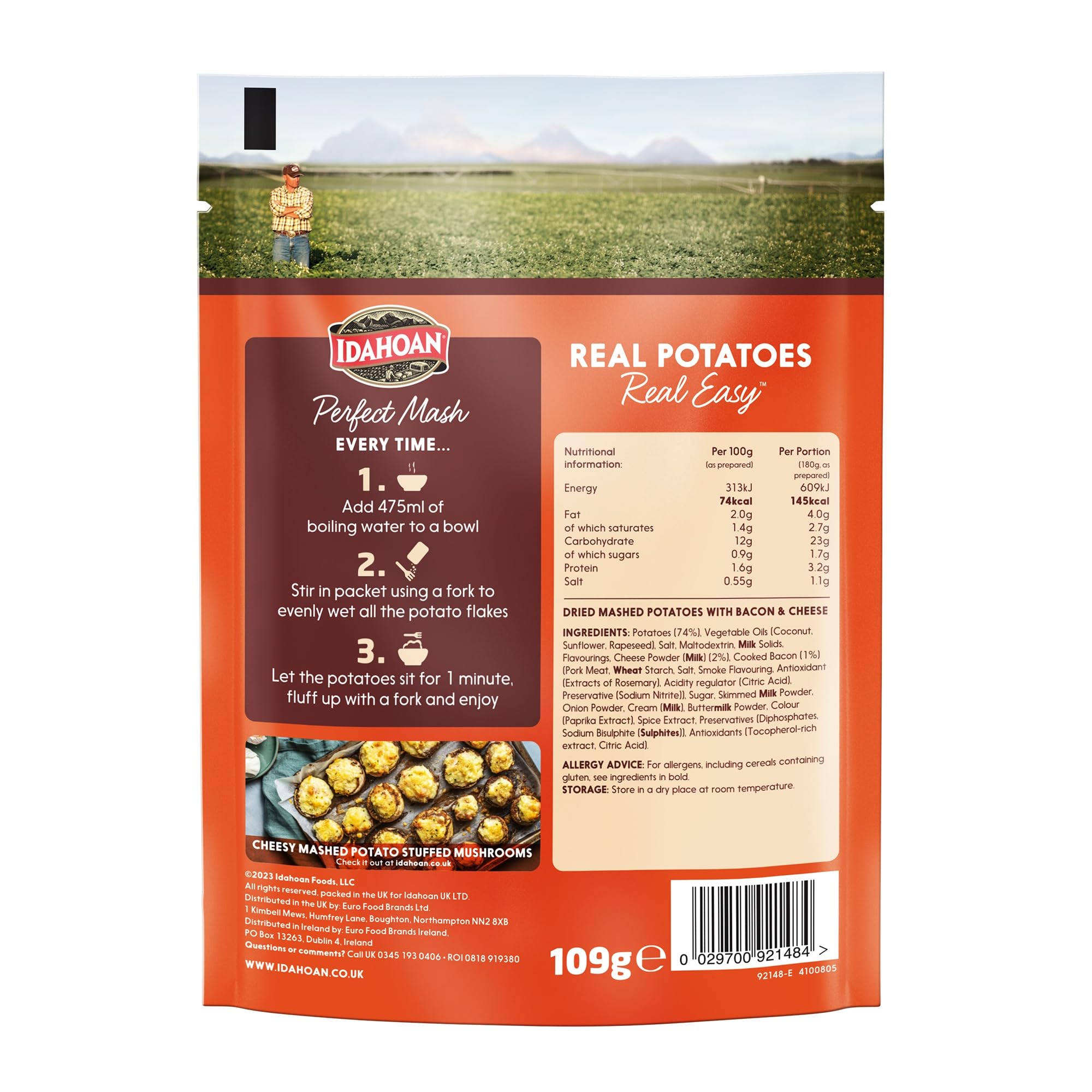 Idahoan Bacon & Cheese Instant Mashed Potatoes, 109g, Pack of 12