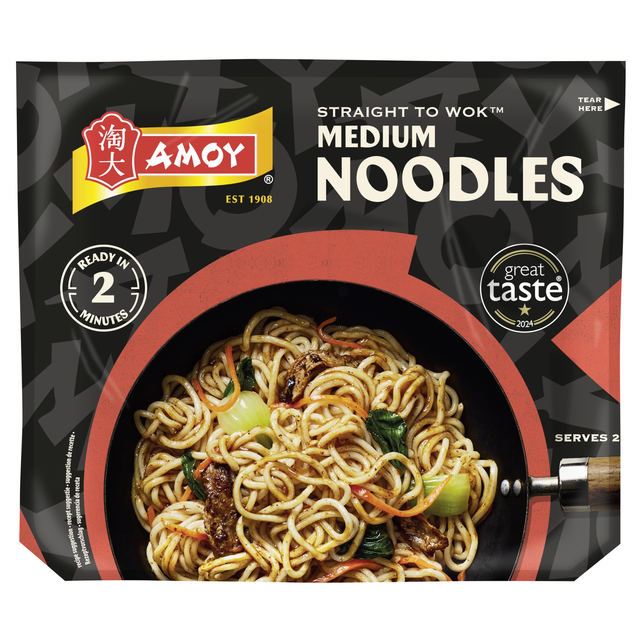 Amoy Straight to Wok Mittlere Nudeln, 2 x 150g