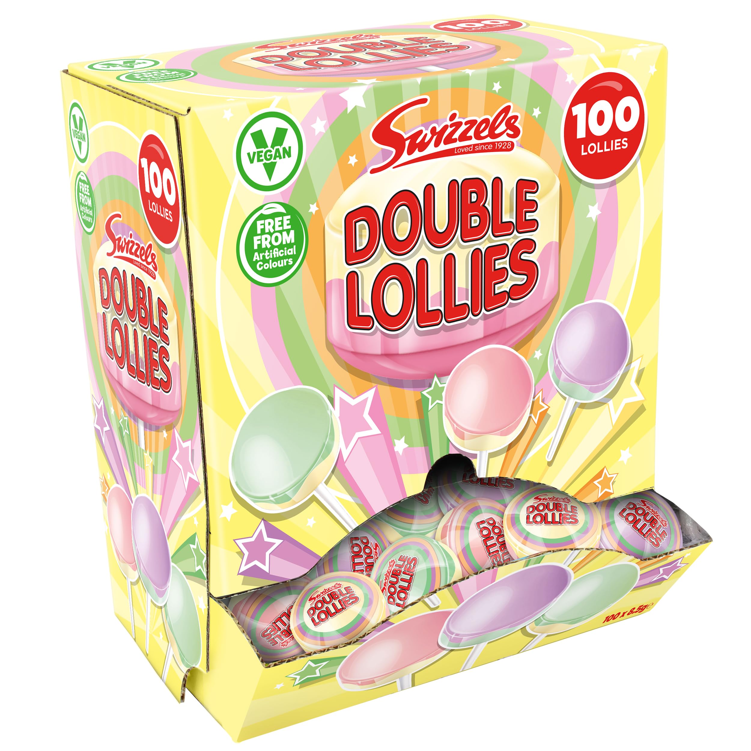 Swizzels – Double Lollies Süßigkeitenspenderbox (100 Lutscher, veganfreundlich)