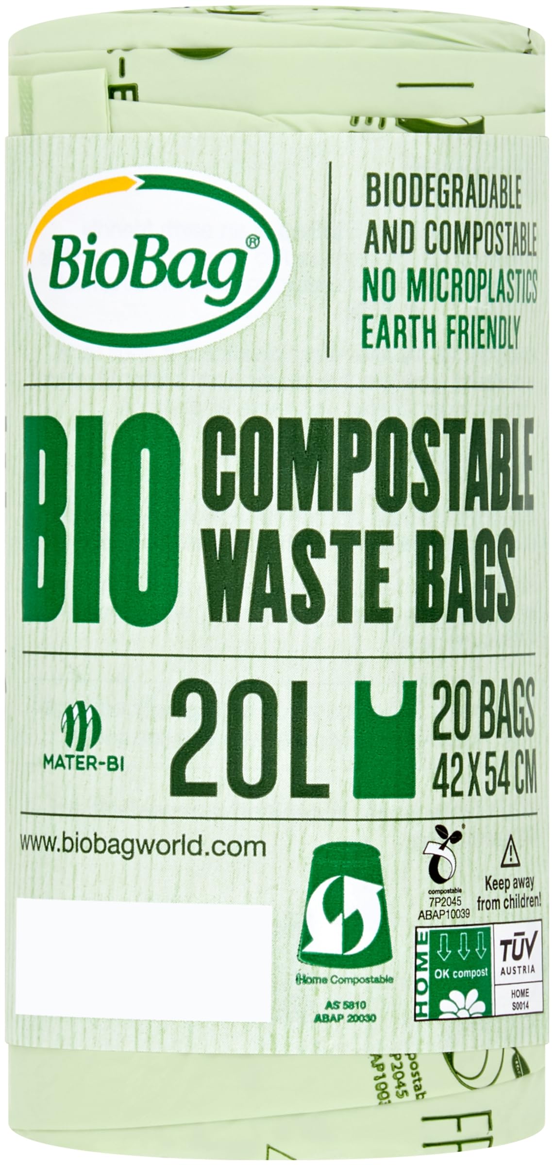 BioBag 20L kompostierbare Caddy-Müllbeutel (20er-Pack), Grün