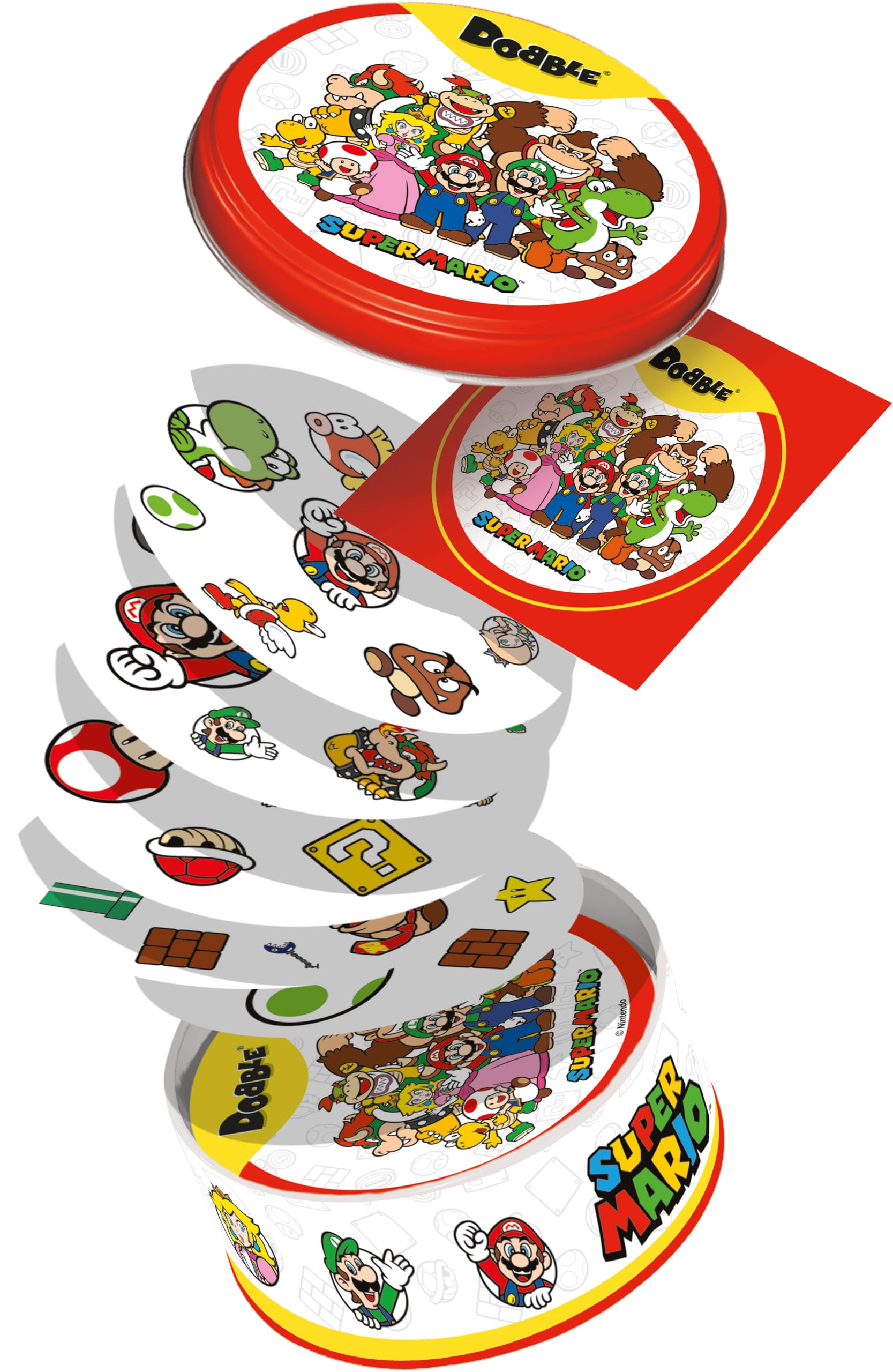 Asmodee Dobble Super Mario – Familienkartenspiel für 2–8 Spieler, ab 6 Jahren, 15-minütige Spielzeit