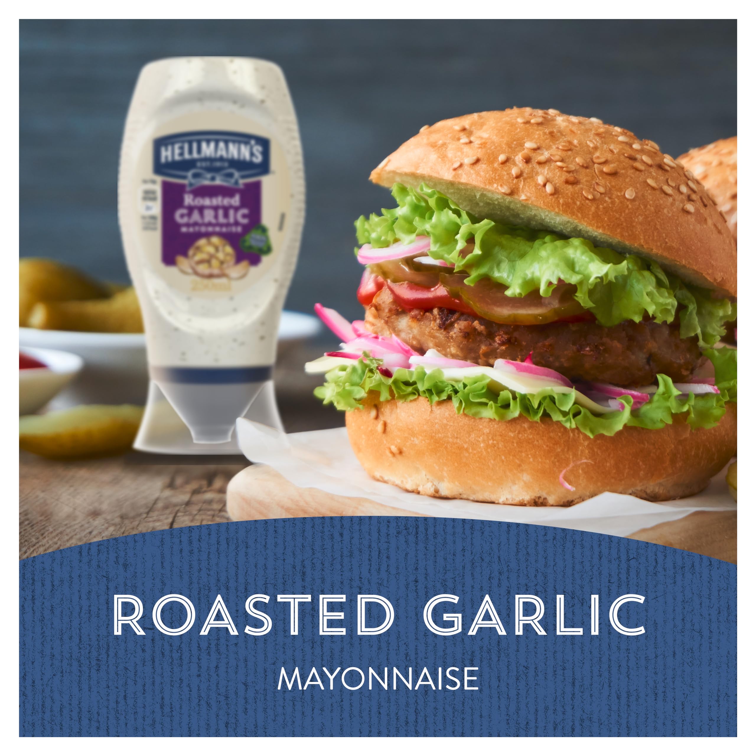 Hellmann's Mayonnaise-Gewürz mit geröstetem Knoblauch – Quetschflasche (253 g)