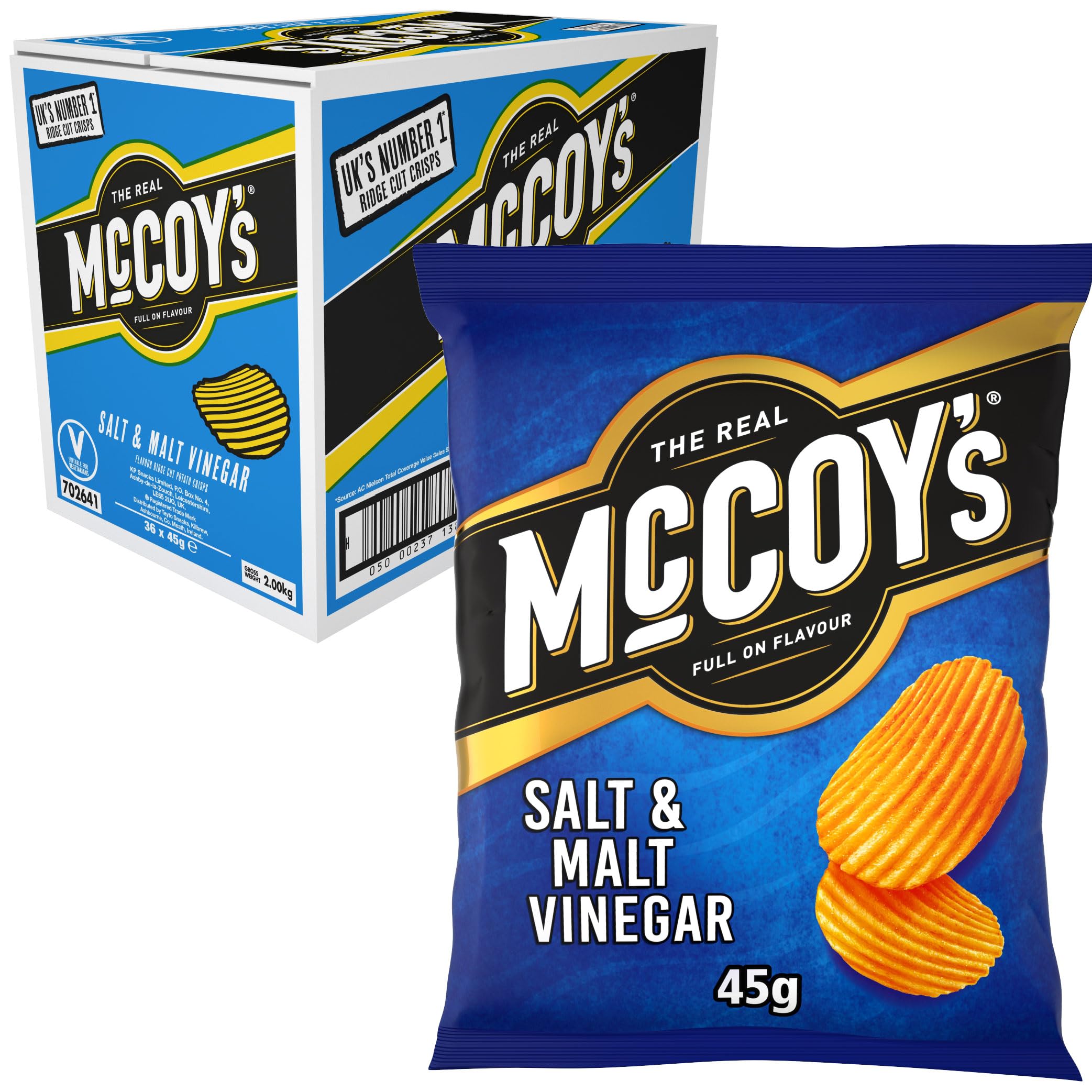 McCoys Salz- und Malzessig-Grab-Bag-Chips 45 g (Multipack mit 36 Stück) – Ridges Range