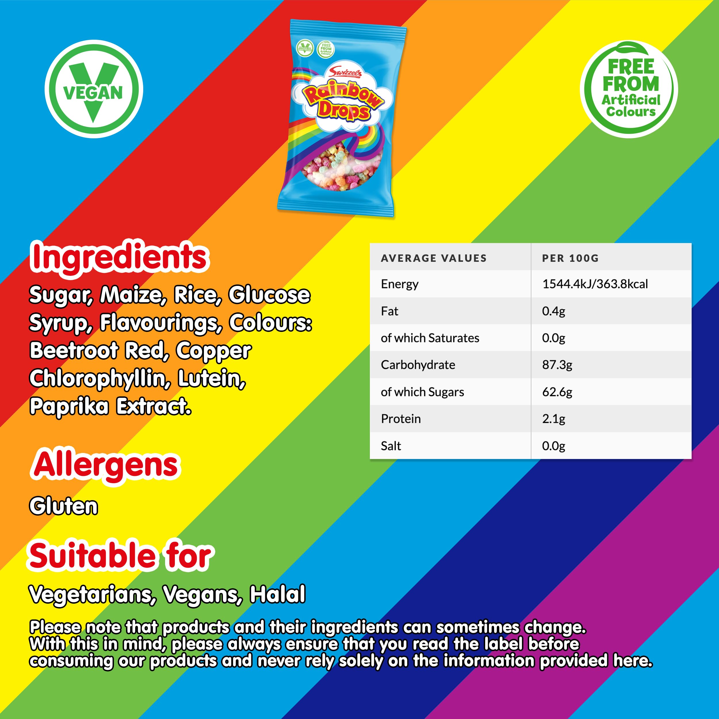 Swizzels Giant Rainbow Drops 70 g – fruchtiger, zäher Süßigkeiten-Leckerbissen