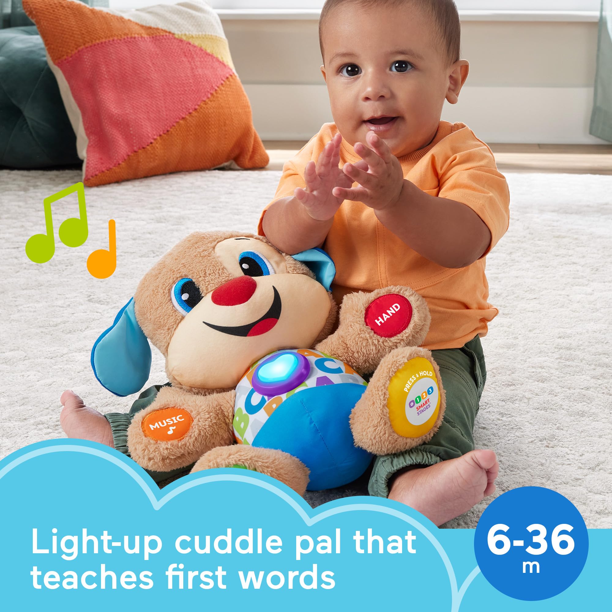 Fisher-Price Smart Stages Puppy – Interaktives pädagogisches Plüschspielzeug für Kinder ab 6 Monaten