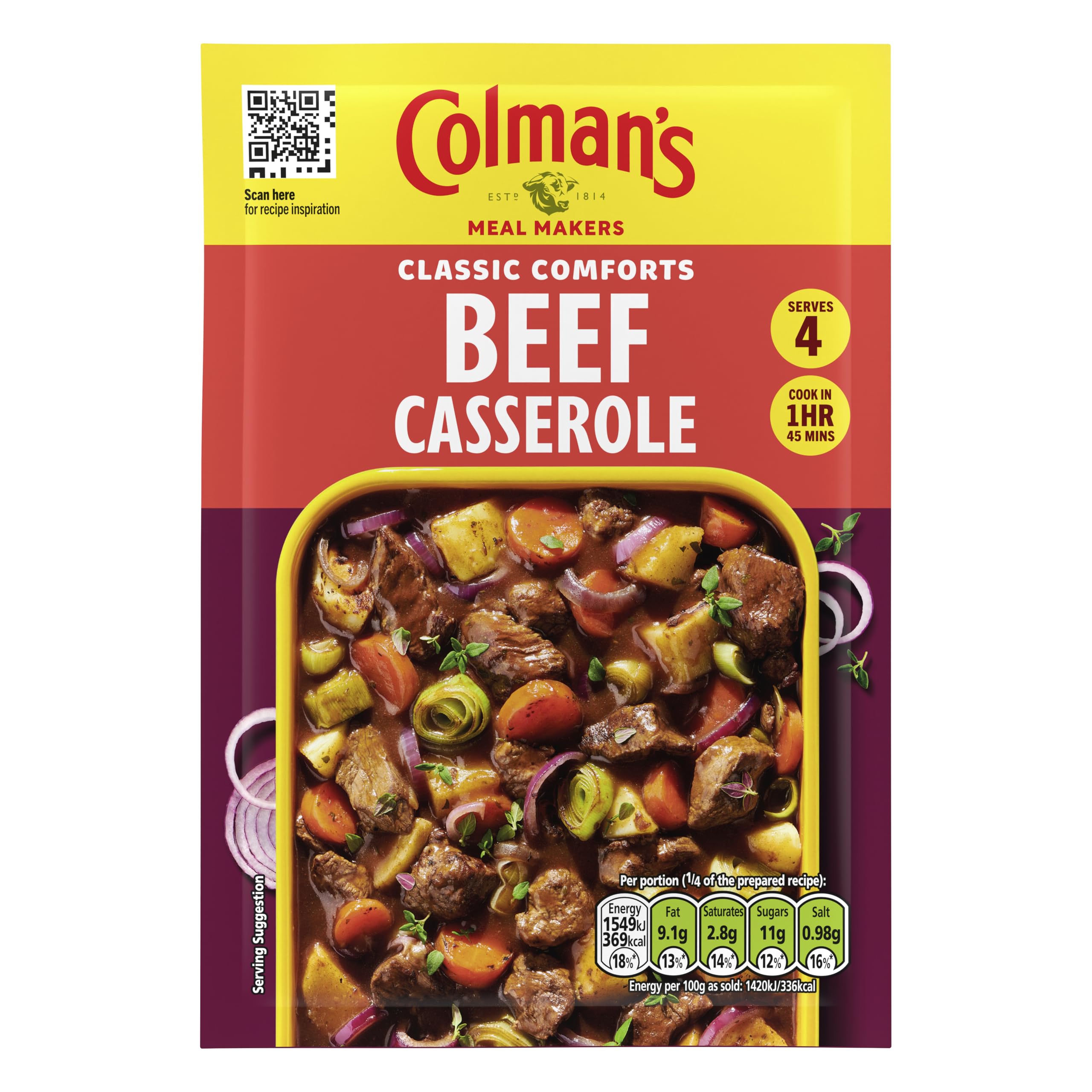 Colman's Rindfleisch-Auflauf-Mahlzeitenzubereiter – Klassische Wohlfühl-Mischung mit Kräutern und Gewürzen