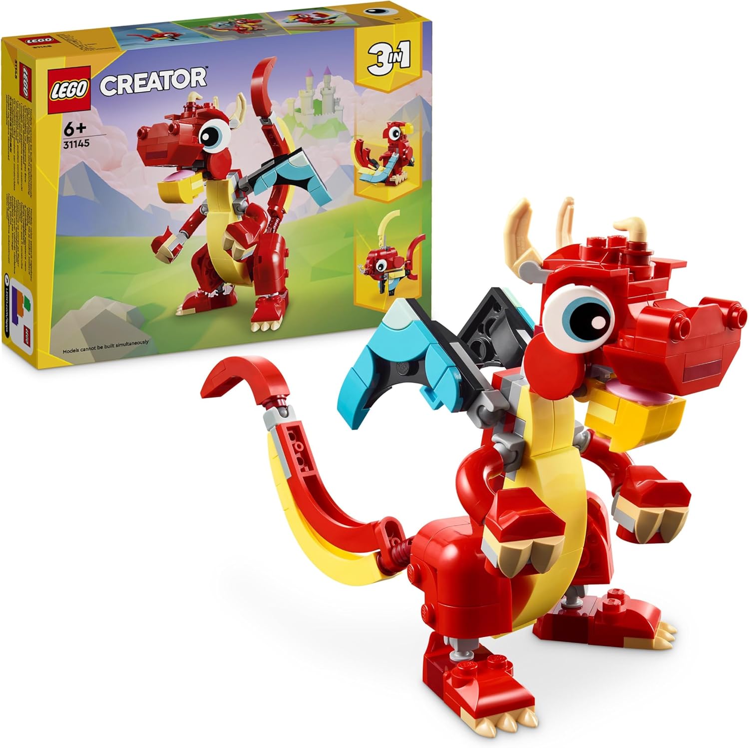 LEGO Creator 3-in-1-Bauset „Roter Drache, Phönix und Fisch“ – 149 Teile für Kinder ab 6 Jahren