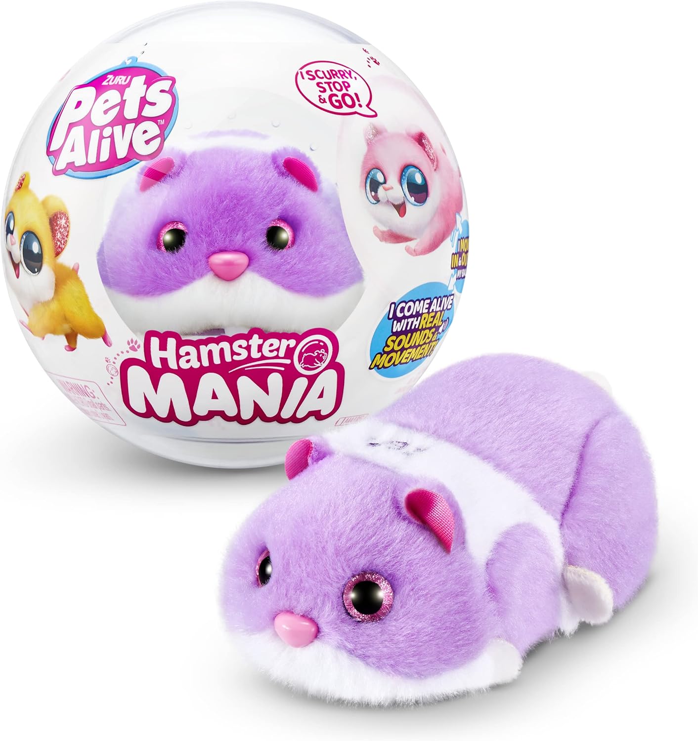 Hamster Mania von ZURU – Lila interaktives elektronisches Haustierspielzeug für Kinder