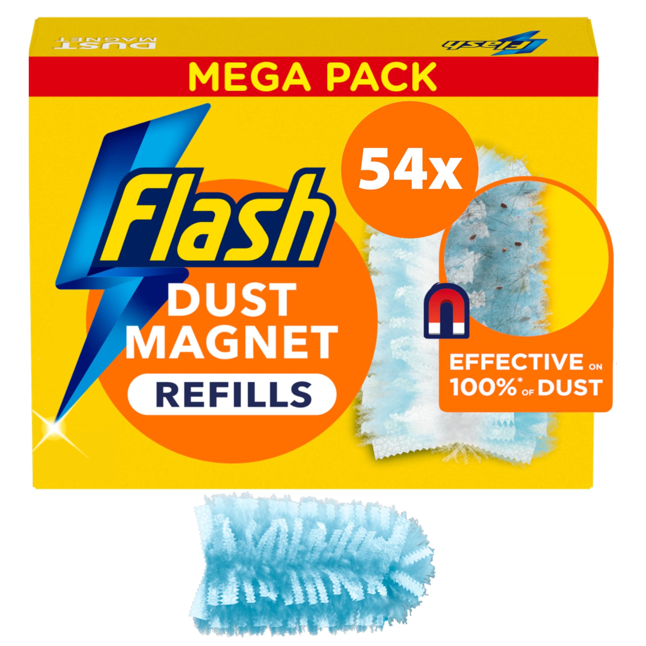 Flash – Staubmagnet-Nachfüllpackungen, flauschige Staubtücher, 54er-Pack (18 x 3)