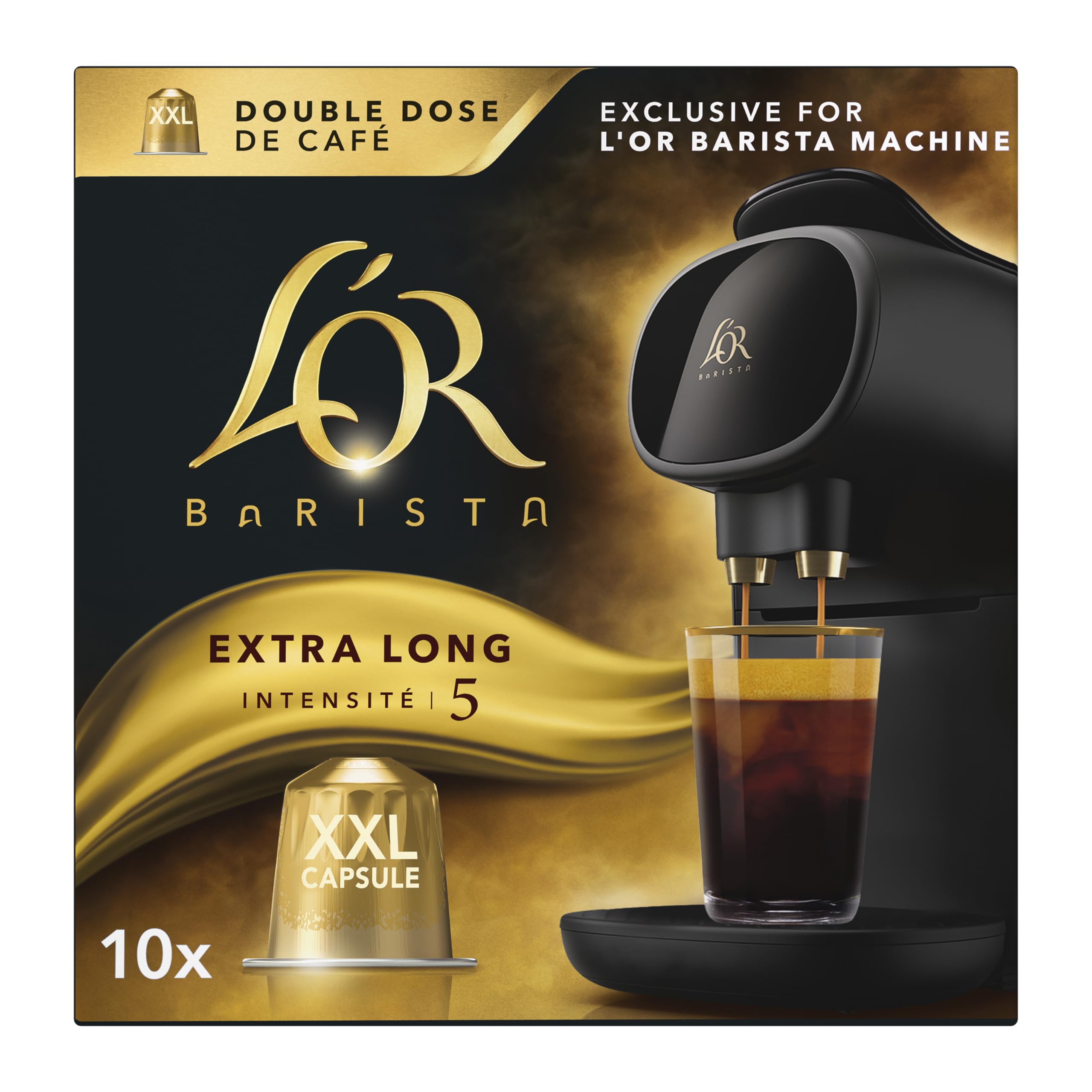 L'OR Barista Extra Long XXL Kaffeepads Intensität 5 (5 x 10er Packung, 50 Stück insgesamt)
